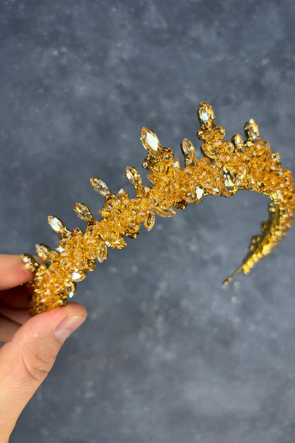 Likya Boncuk İşlemeli Gelin Kına Tacı