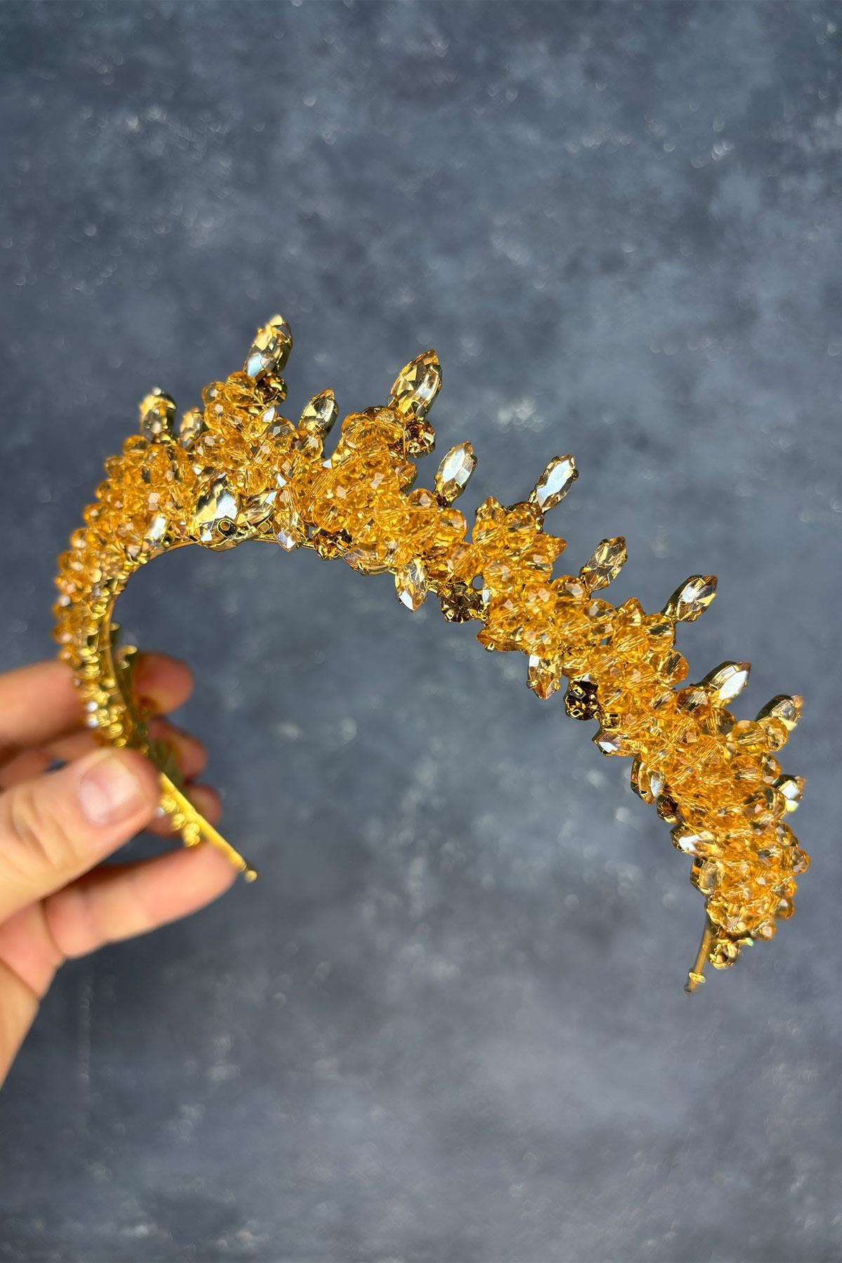 Likya Boncuk İşlemeli Gelin Kına Tacı