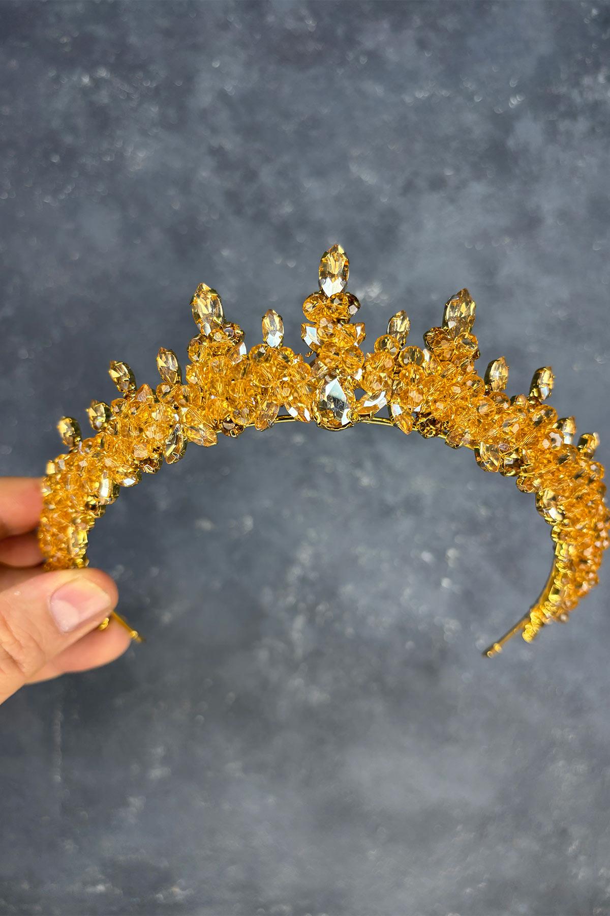 Likya Boncuk İşlemeli Gelin Kına Tacı