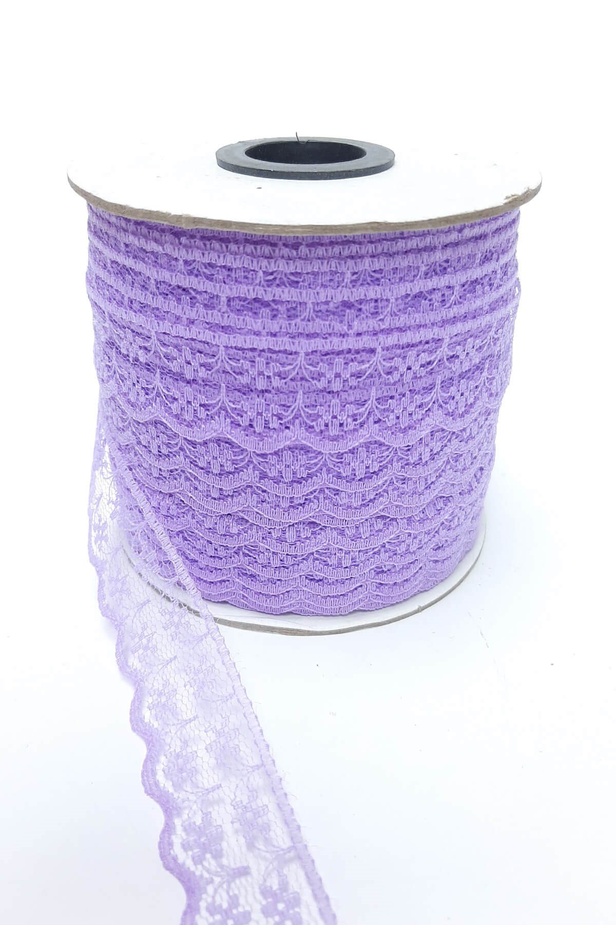 Lila Çiçek Desenli Dantel 10 Metre