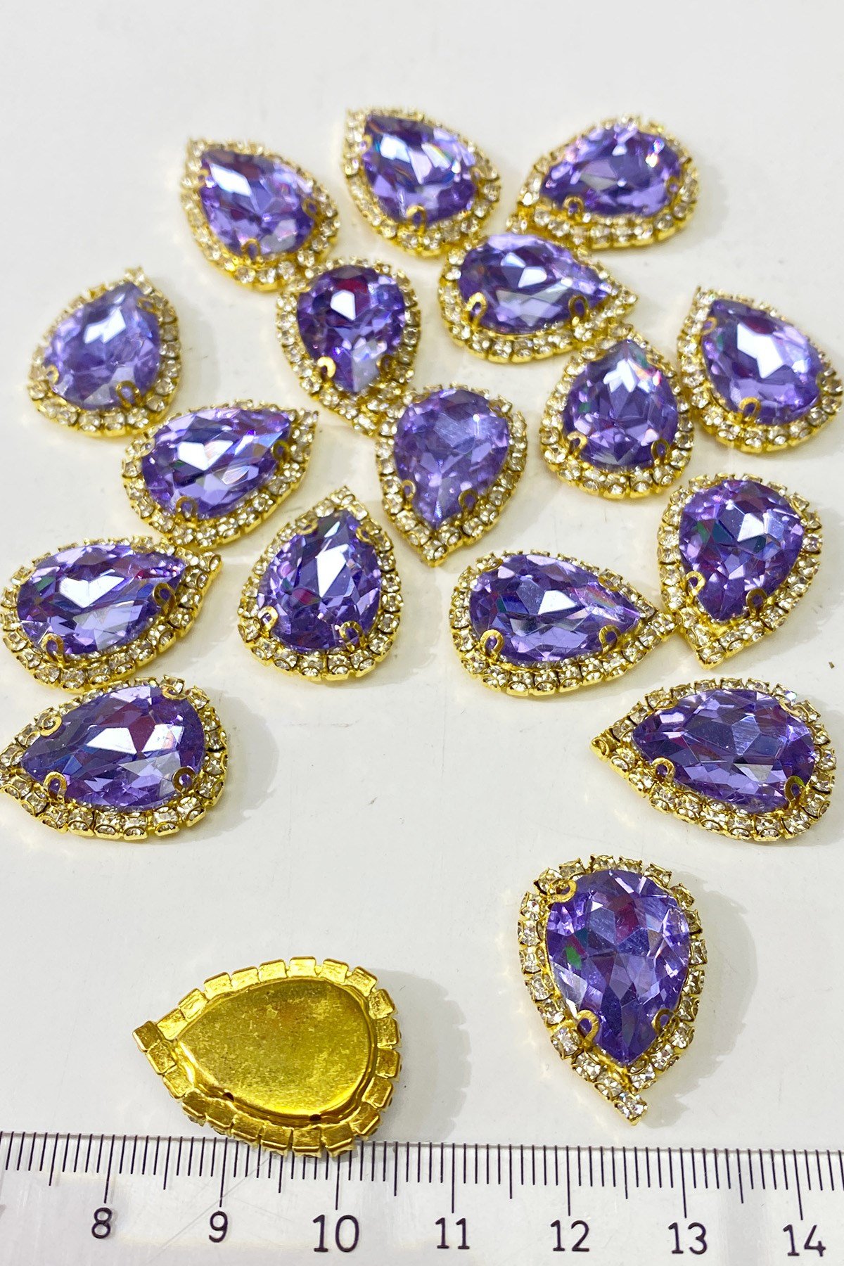 Lila Gold Kasalı Damla Dikme Taş 5 Adet