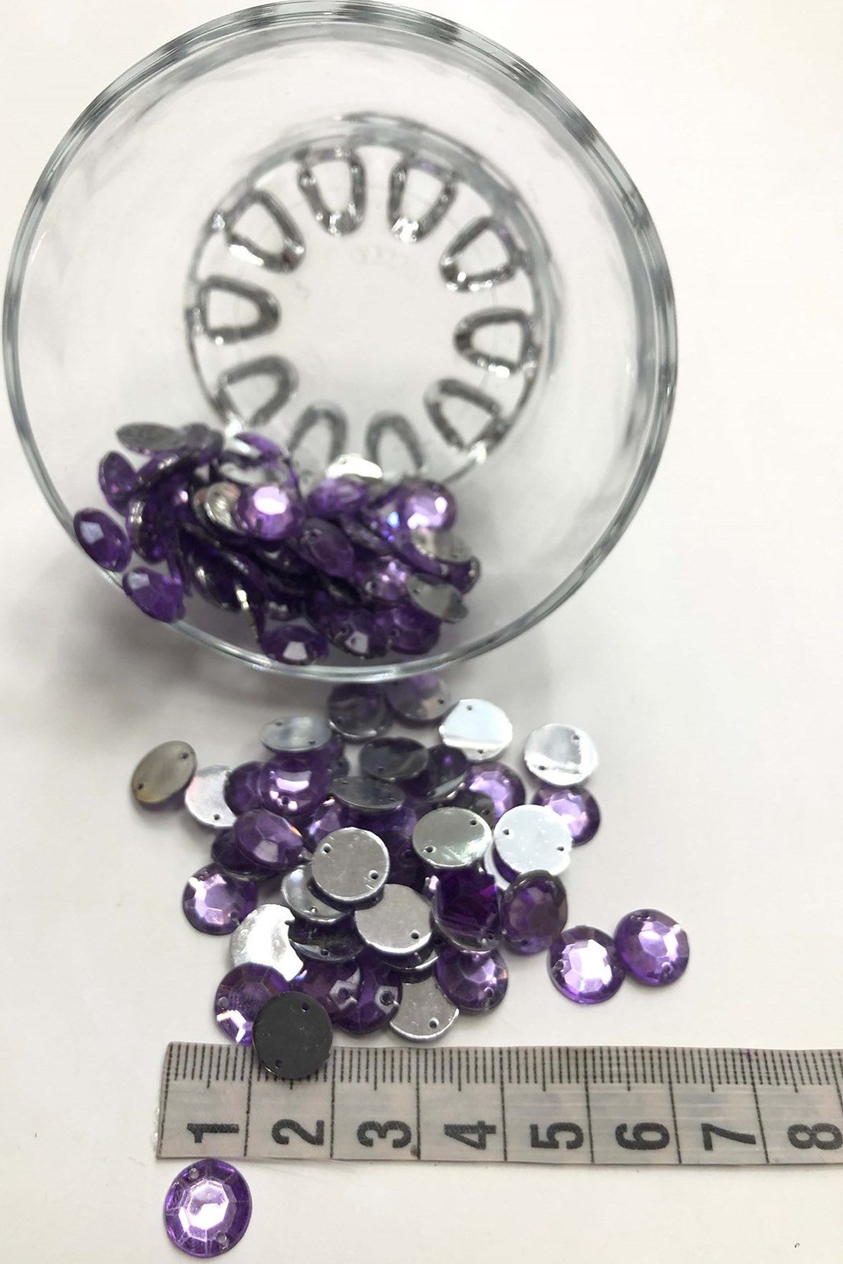 Lila Rengi Yuvarlak Plastik Dikme Taş 20 gr