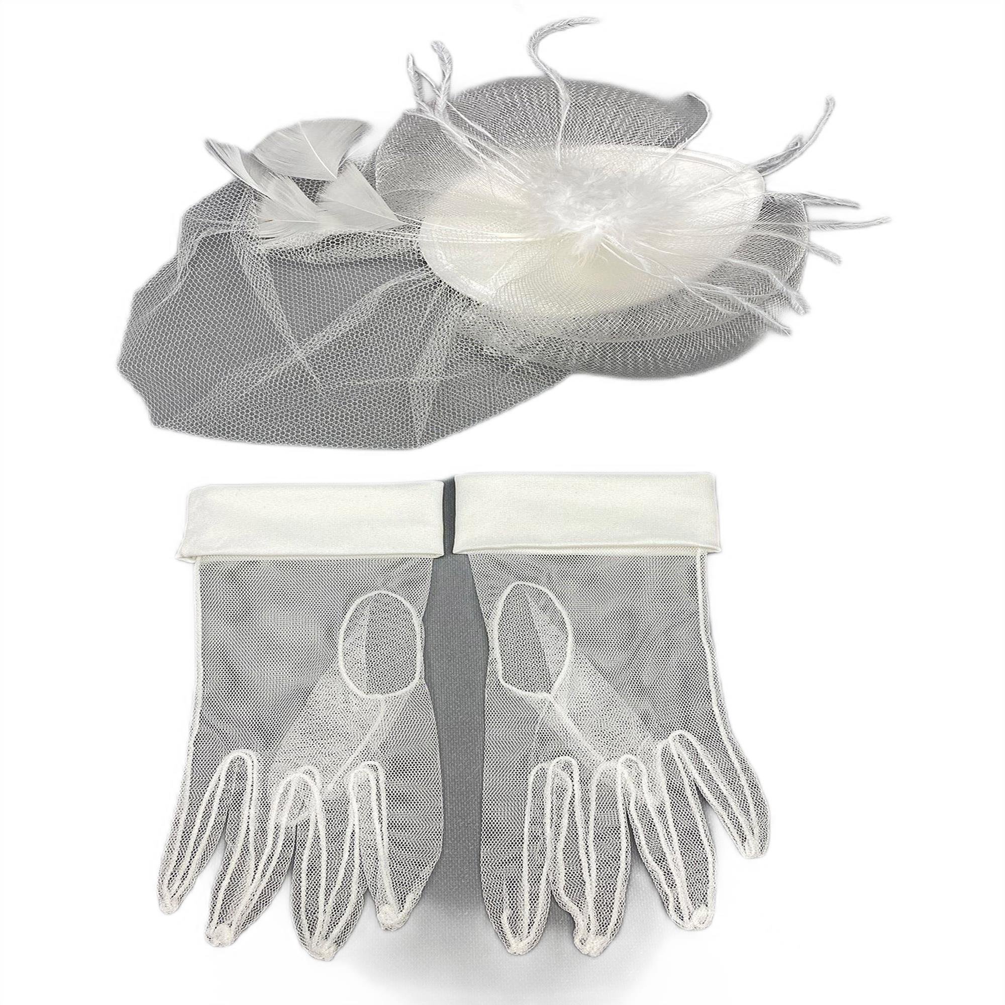 Manşetli Gelin Eldiveni ve Nikah Şapkası