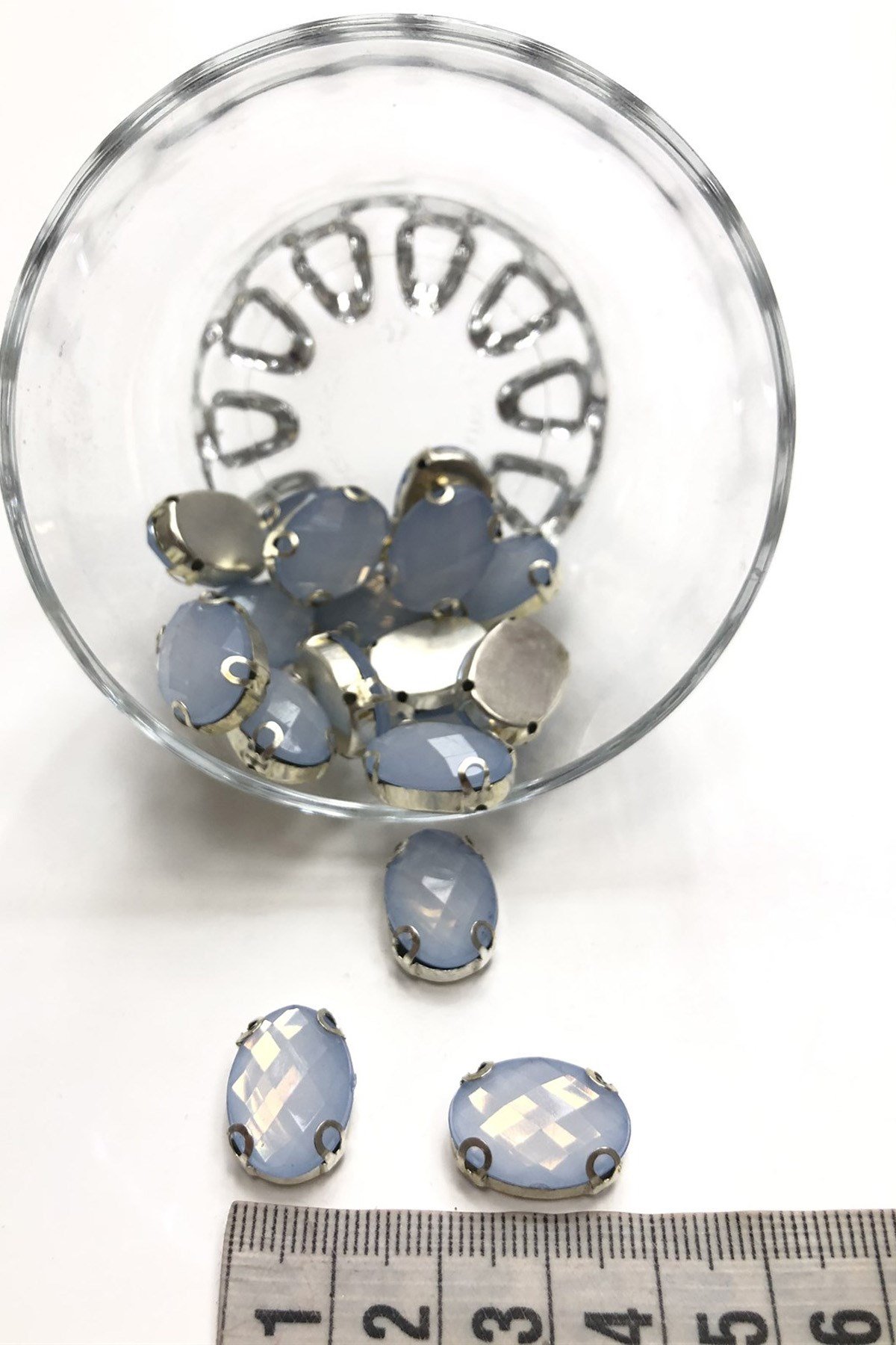 Mat Mavi Oval Dikme Taş 10 adet