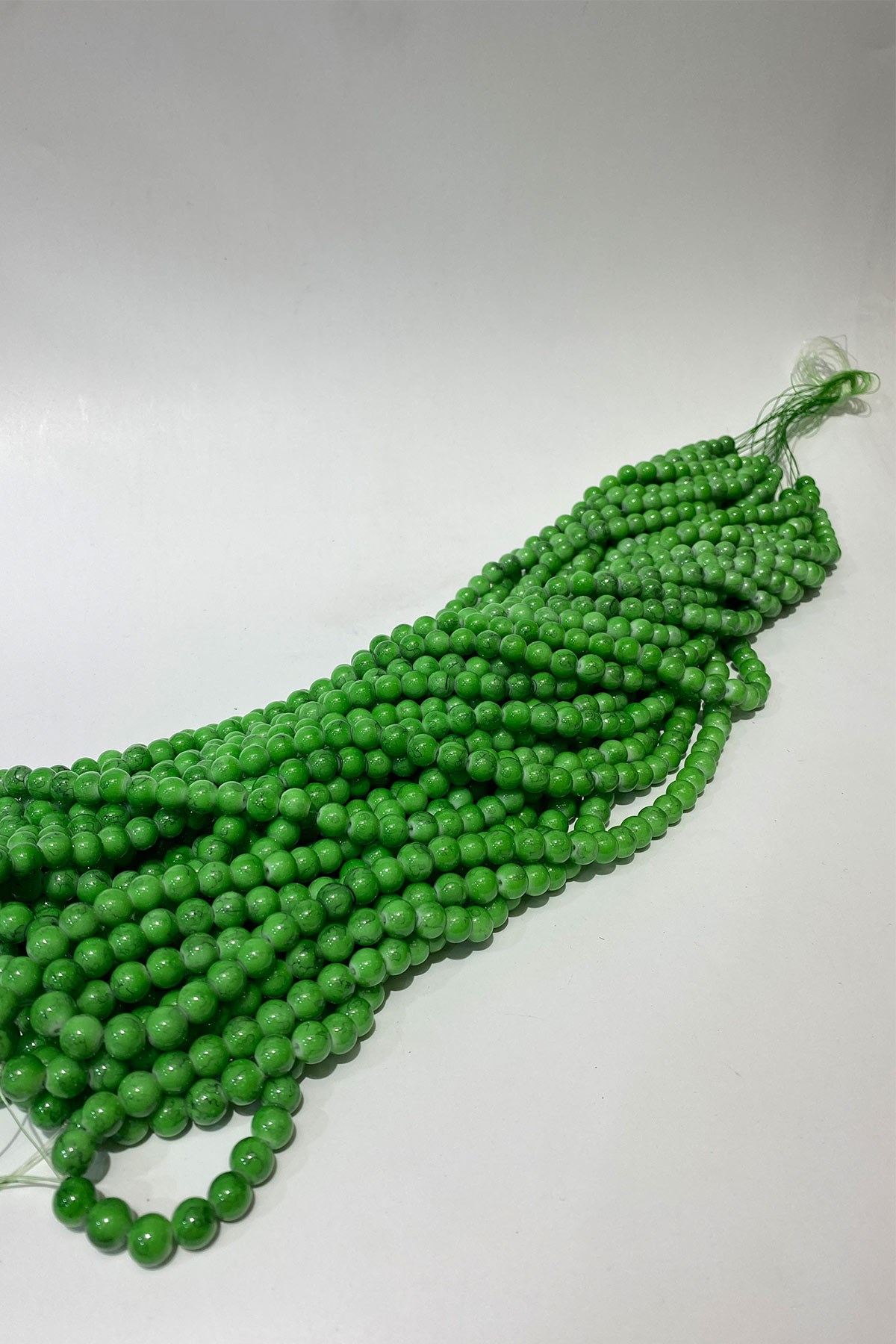 Mat Yeşil Desenli Dizi Cam Boncuk 8 mm