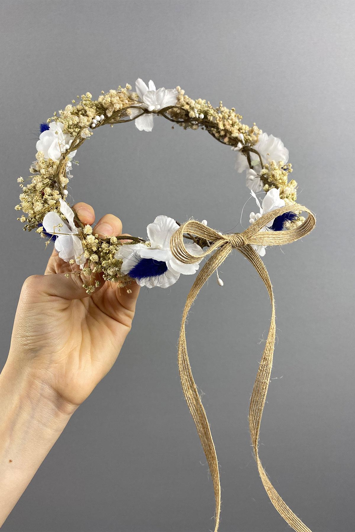 Mavi Bahar Dalı Ve Cipsolu Dış Çekim Gelin Tacı