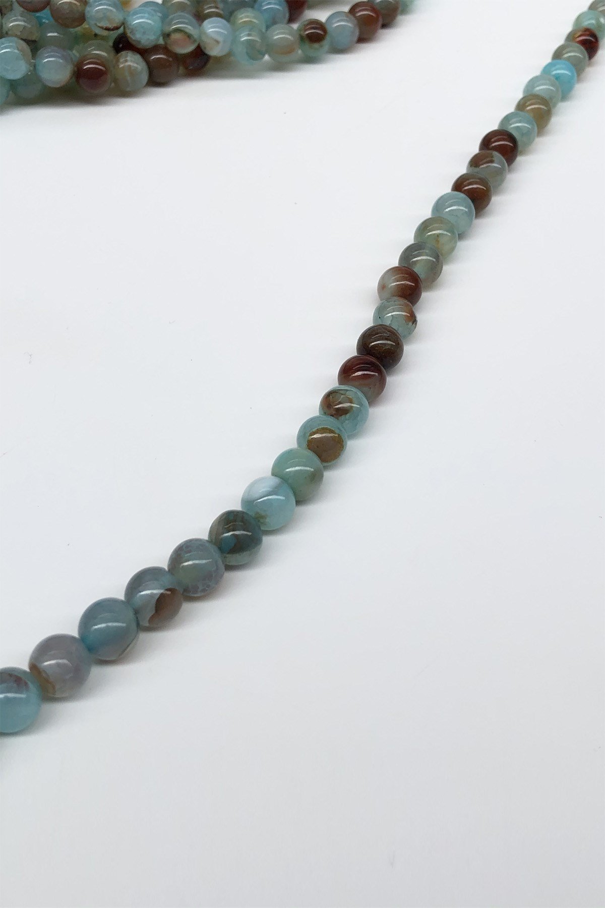 Mavi Desenli Akik Doğal Taş Boncuk 8 mm