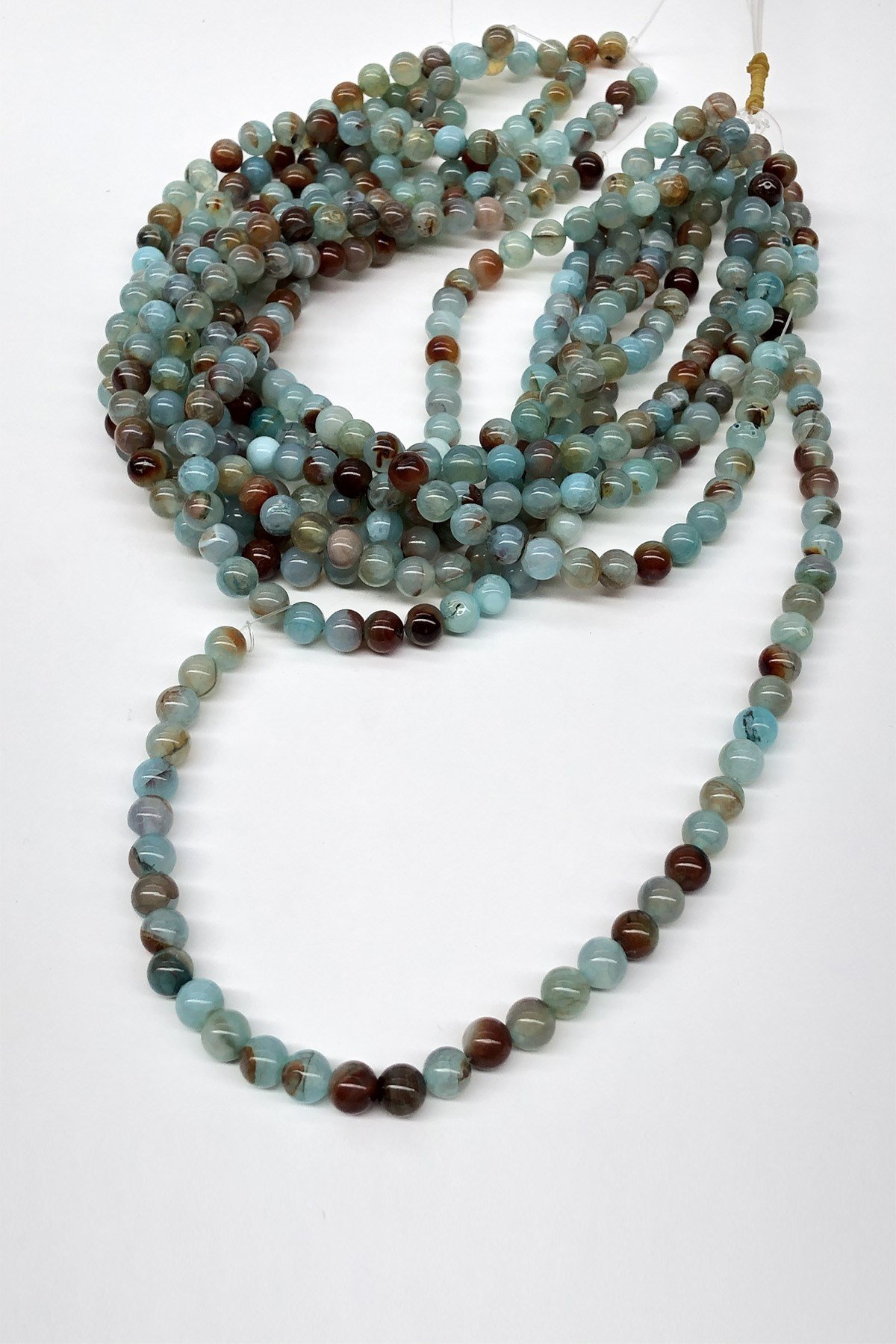 Mavi Desenli Akik Doğal Taş Boncuk 8 mm