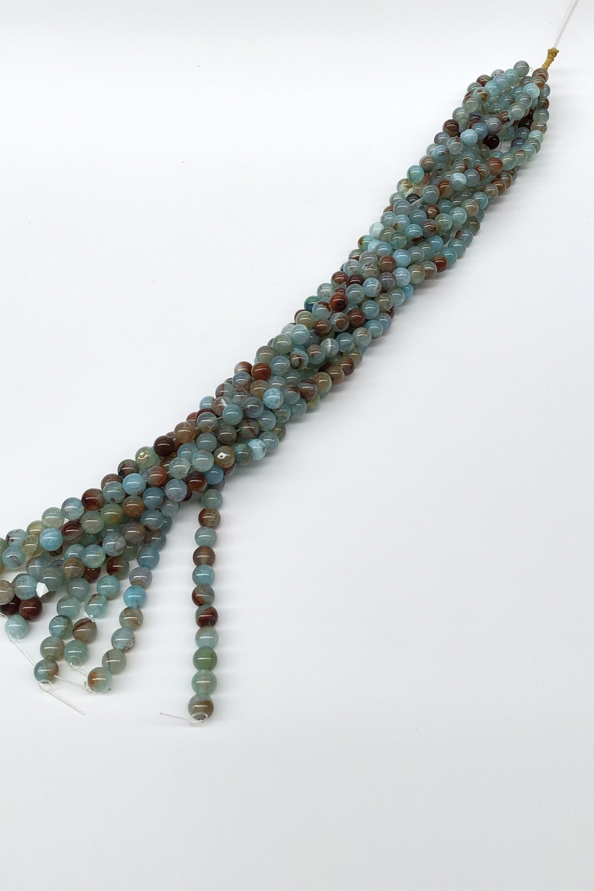 Mavi Desenli Akik Doğal Taş Boncuk 8 mm