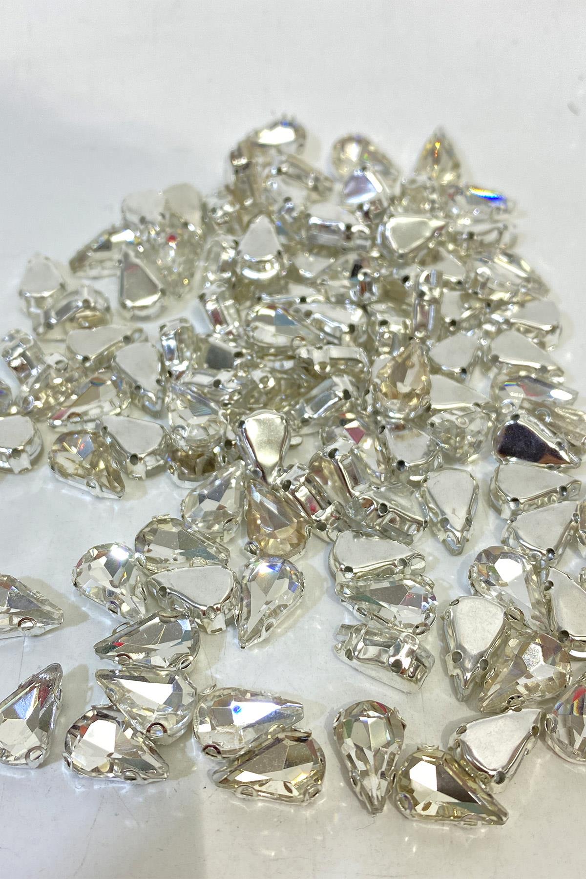 Metal Kasalı Damla Beyoğlu Taşı Dikme boncuk 10 Adet