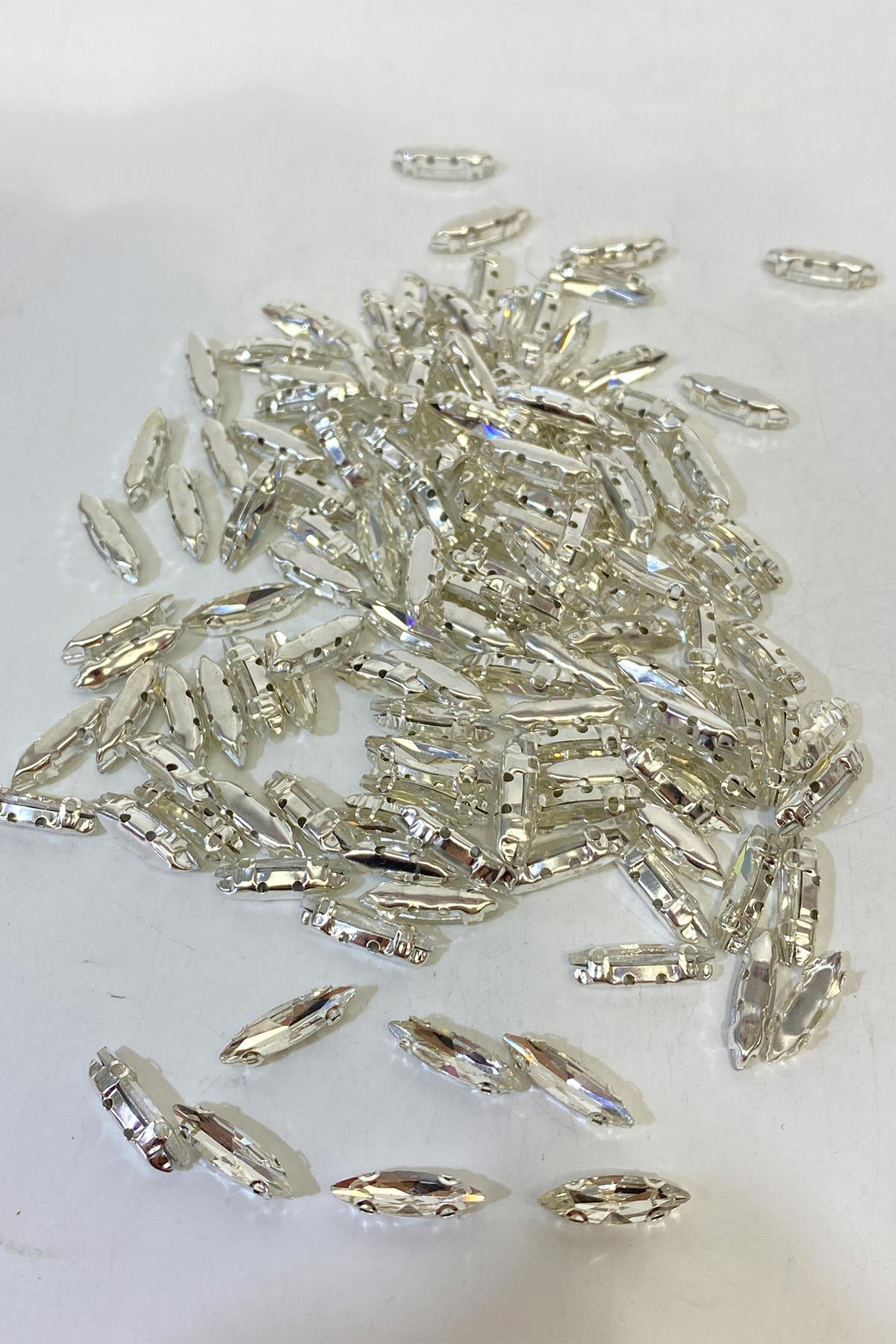 Metal Kasalı Mekik Beyoğlu Taşı 4*15 Dikme boncuk 10 Adet