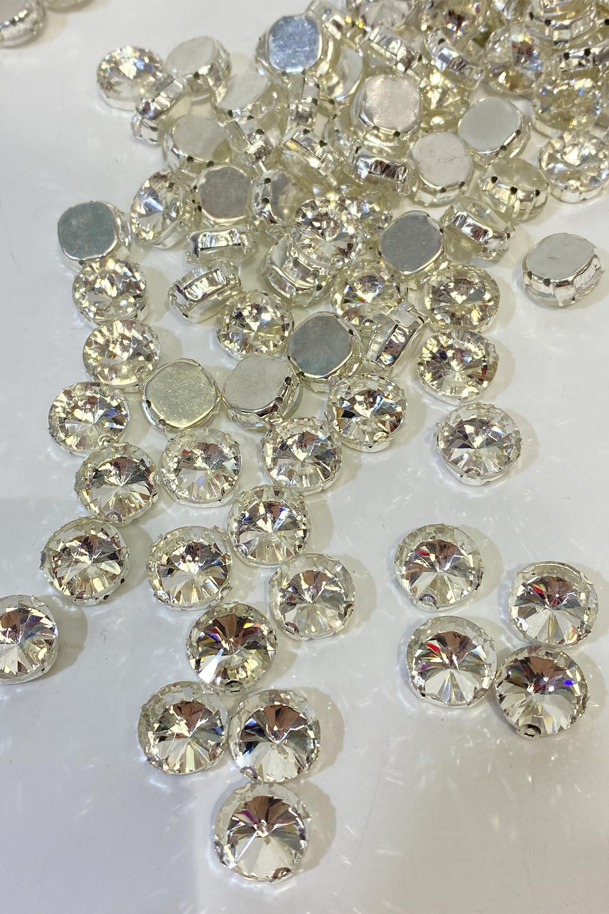 Metal Kasalı Yuvarlak Beyoğlu Taşı Dikme boncuk 5 Adet