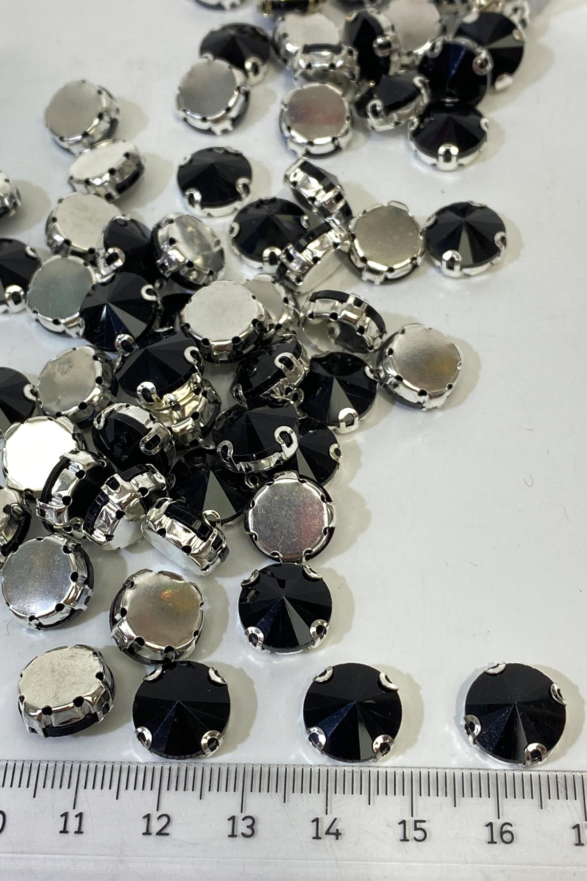 Metal Kasalı Yuvarlak Beyoğlu Taşı Dikme boncuk 5 Adet