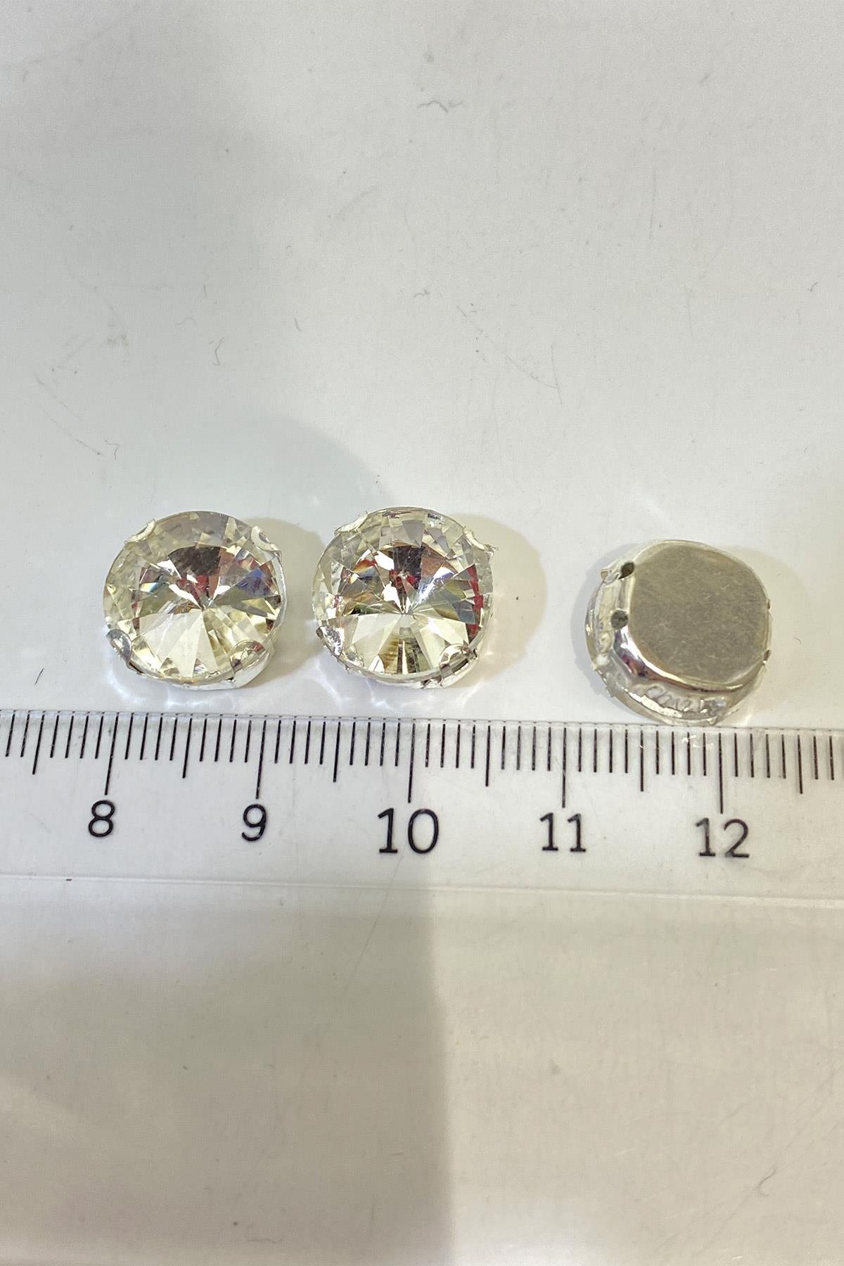 Metal Kasalı Yuvarlak Beyoğlu Taşı Dikme boncuk 5 Adet