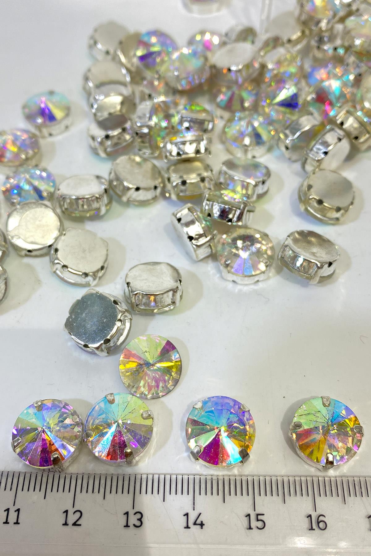 Metal Kasalı Yuvarlak Beyoğlu Taşı Dikme boncuk 5 Adet