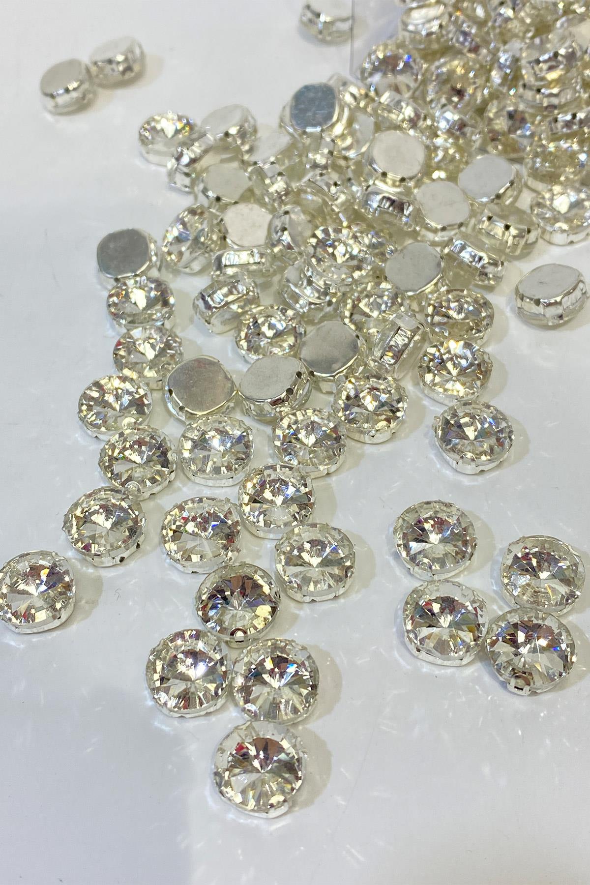 Metal Kasalı Yuvarlak Beyoğlu Taşı Dikme boncuk 5 Adet