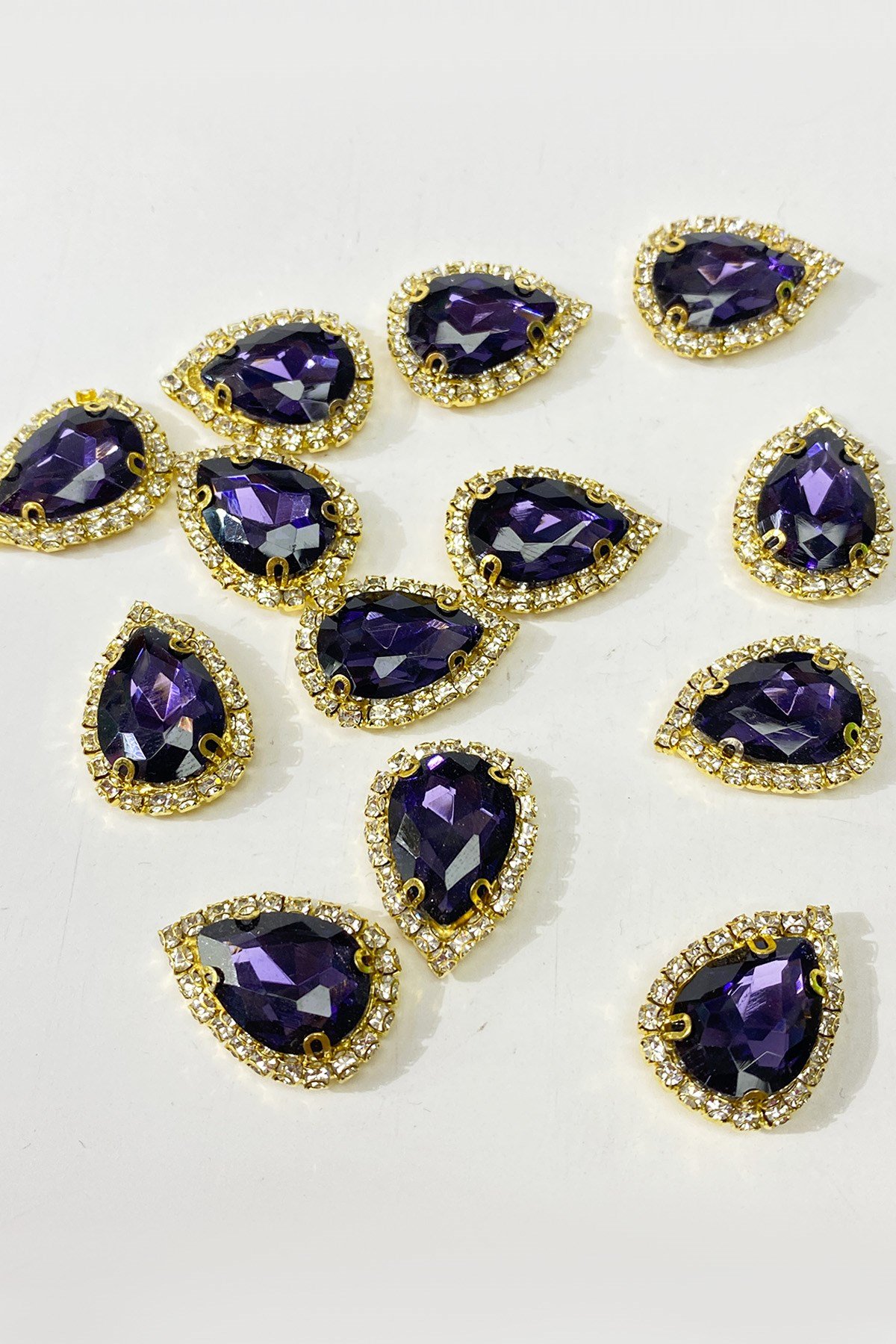 Mor Gold Kasalı Damla Dikme Taş 5 Adet