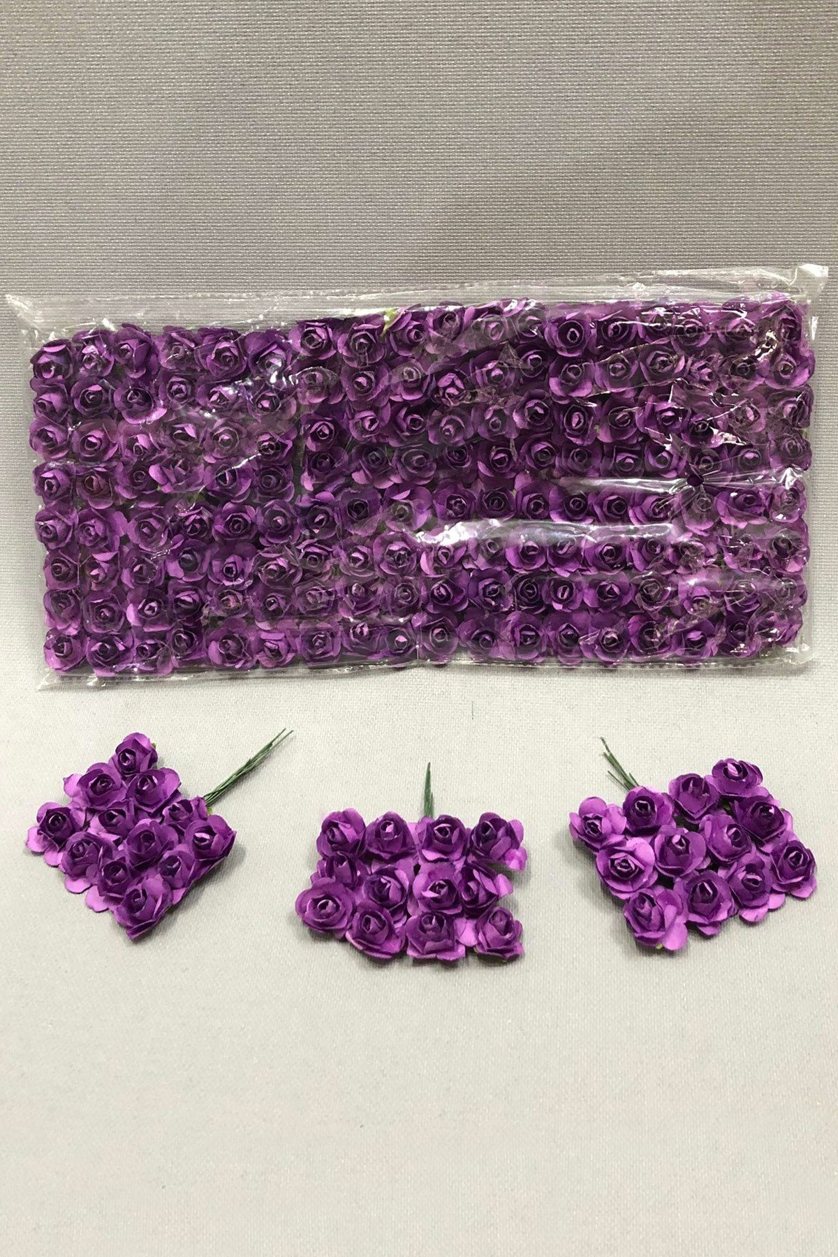 Mor Kağıt Gül Çiçek 1 paket 144 lü 
