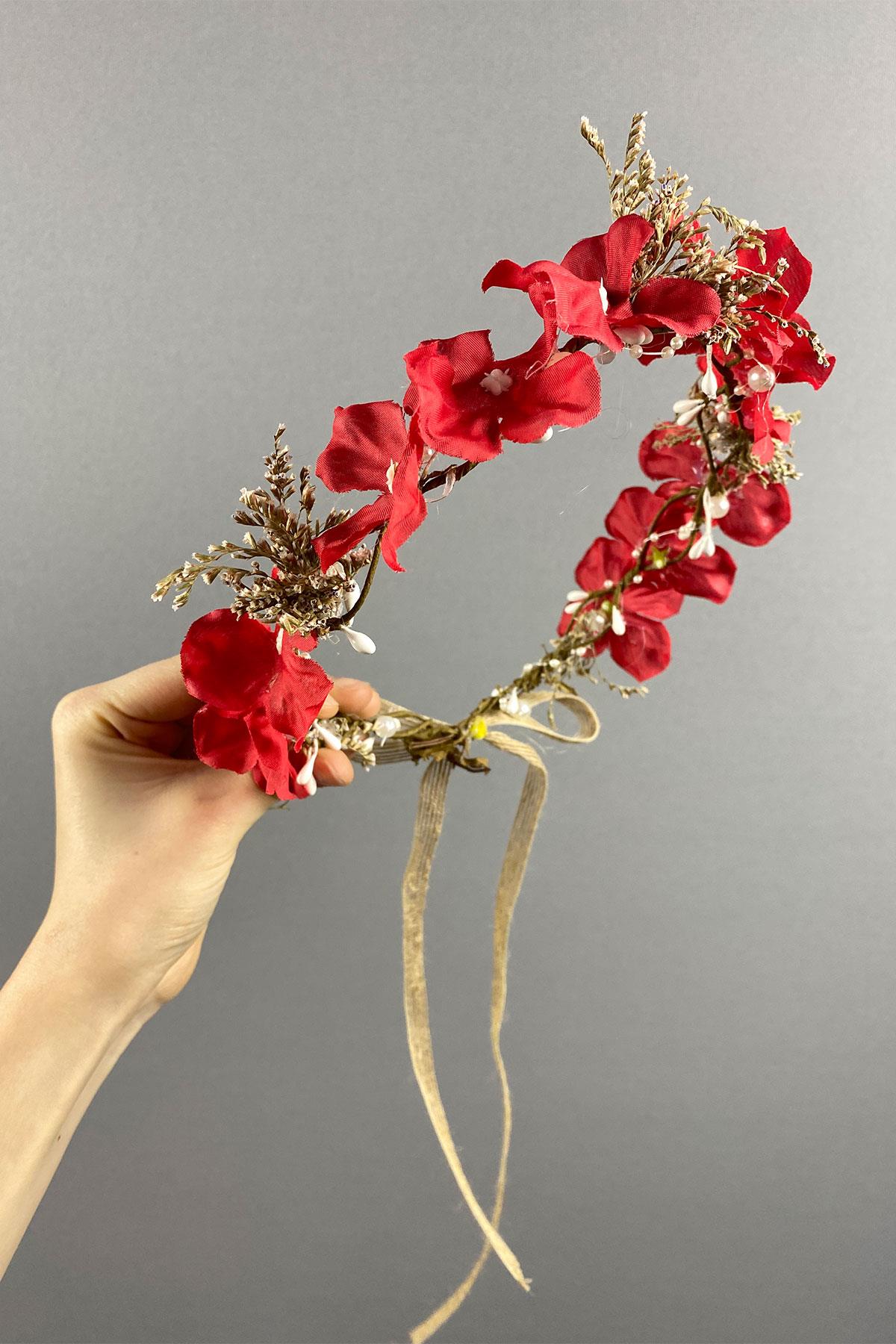 Ortanca Ve Deniz Otlu Dış Çekim Tasarım Gelin Tacı