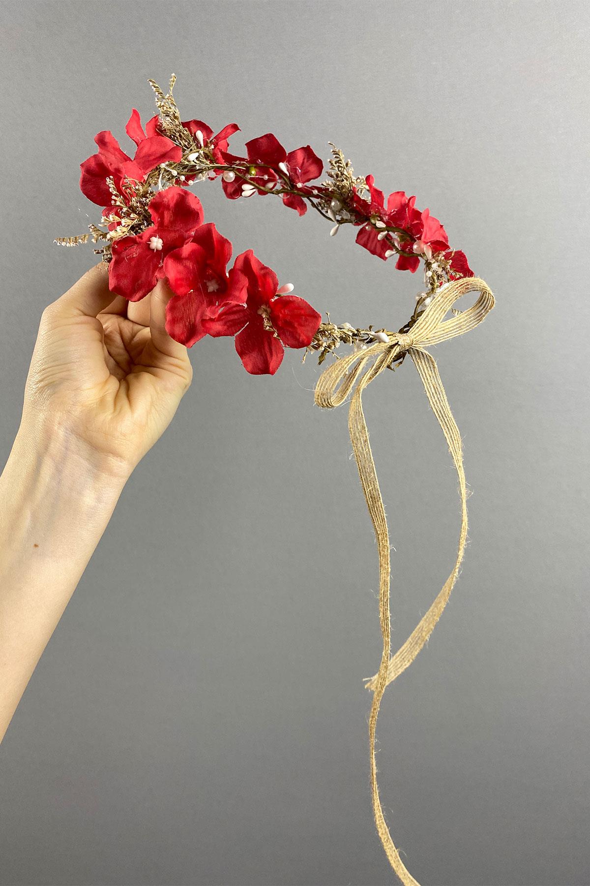 Ortanca Ve Deniz Otlu Dış Çekim Tasarım Gelin Tacı