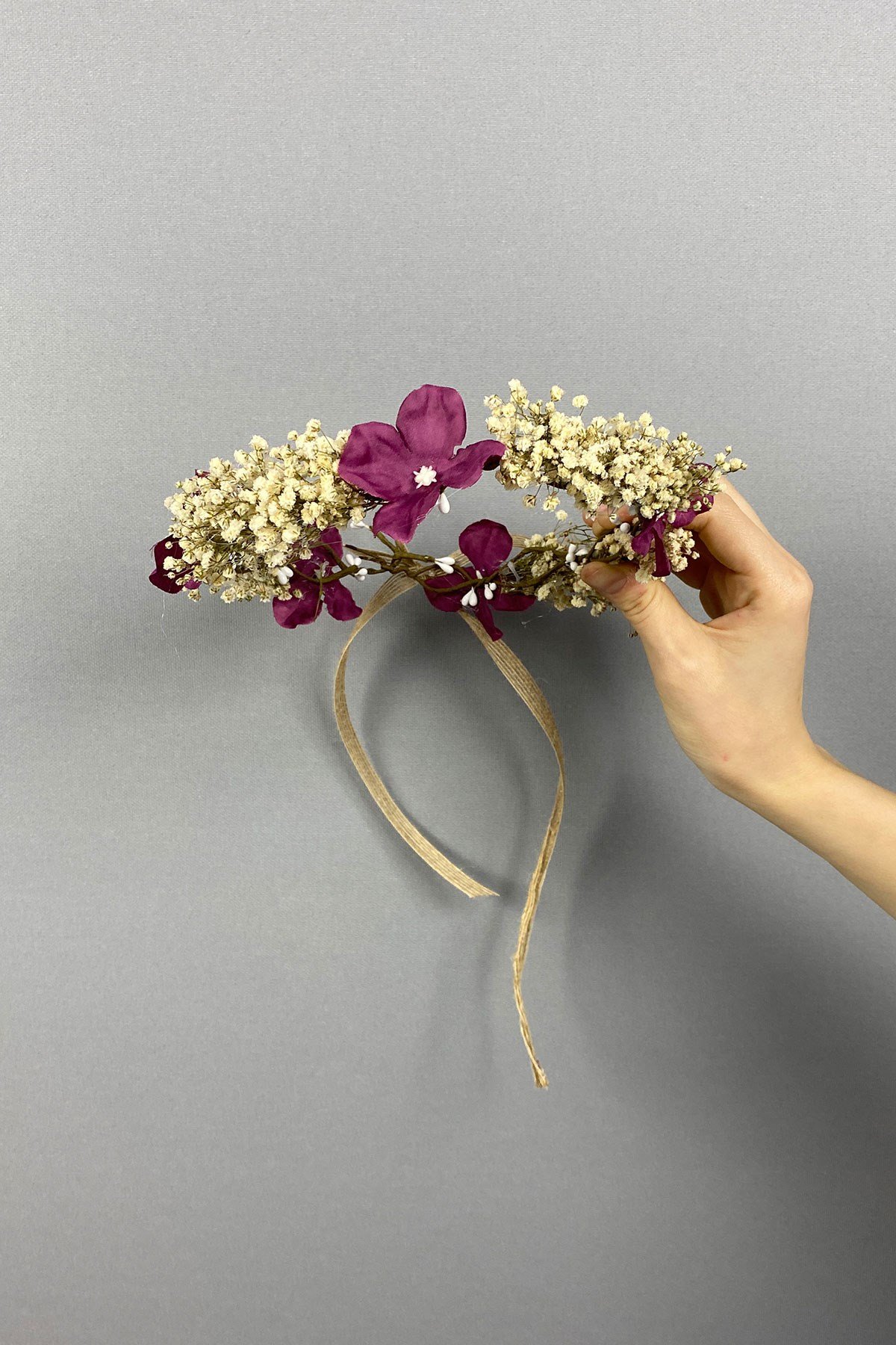 Ortancalı Kuru Çiçekli Dış Çekim Gelin Saç Aksesuarı