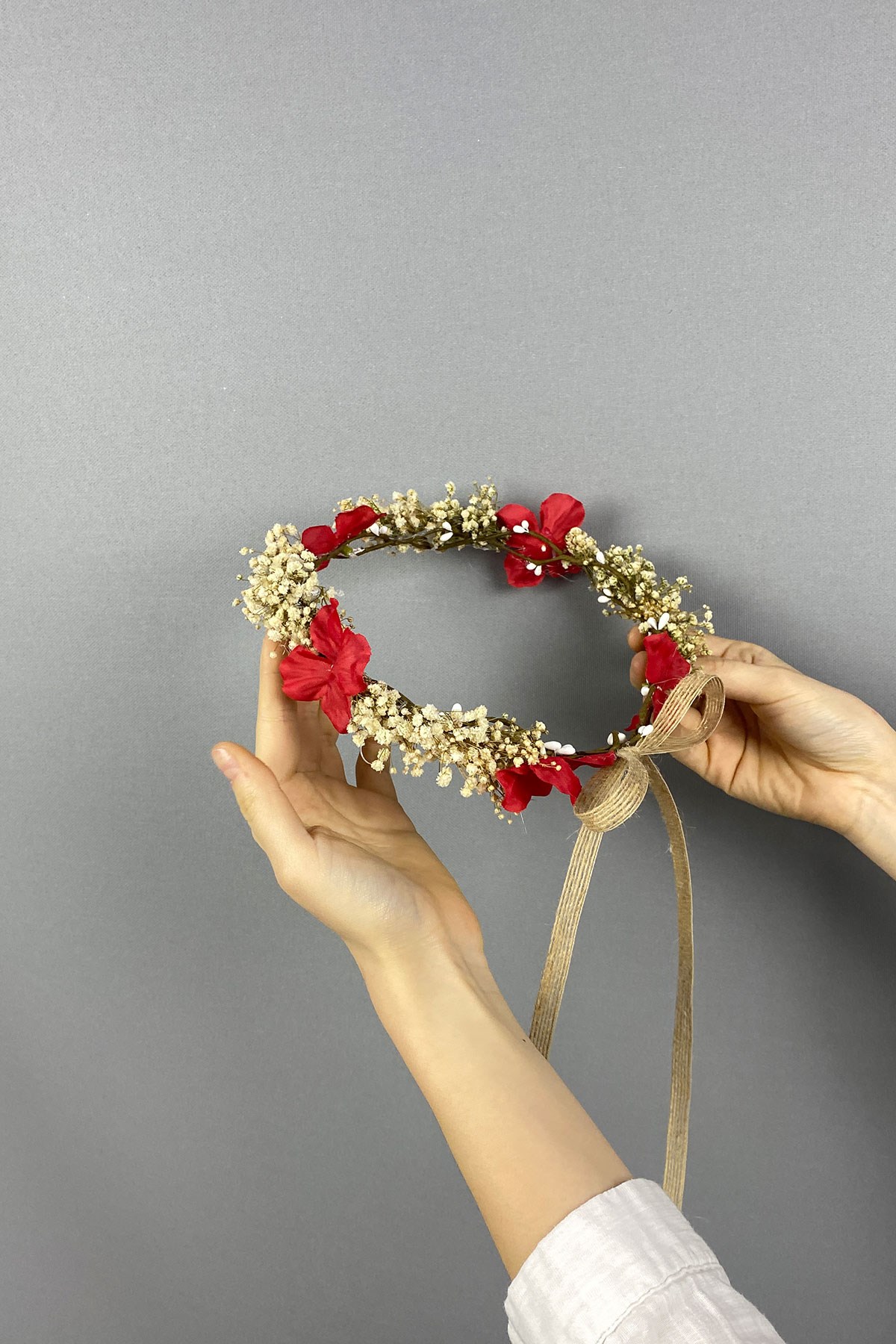 Ortancalı Kuru Çiçekli Dış Çekim Gelin Saç Aksesuarı