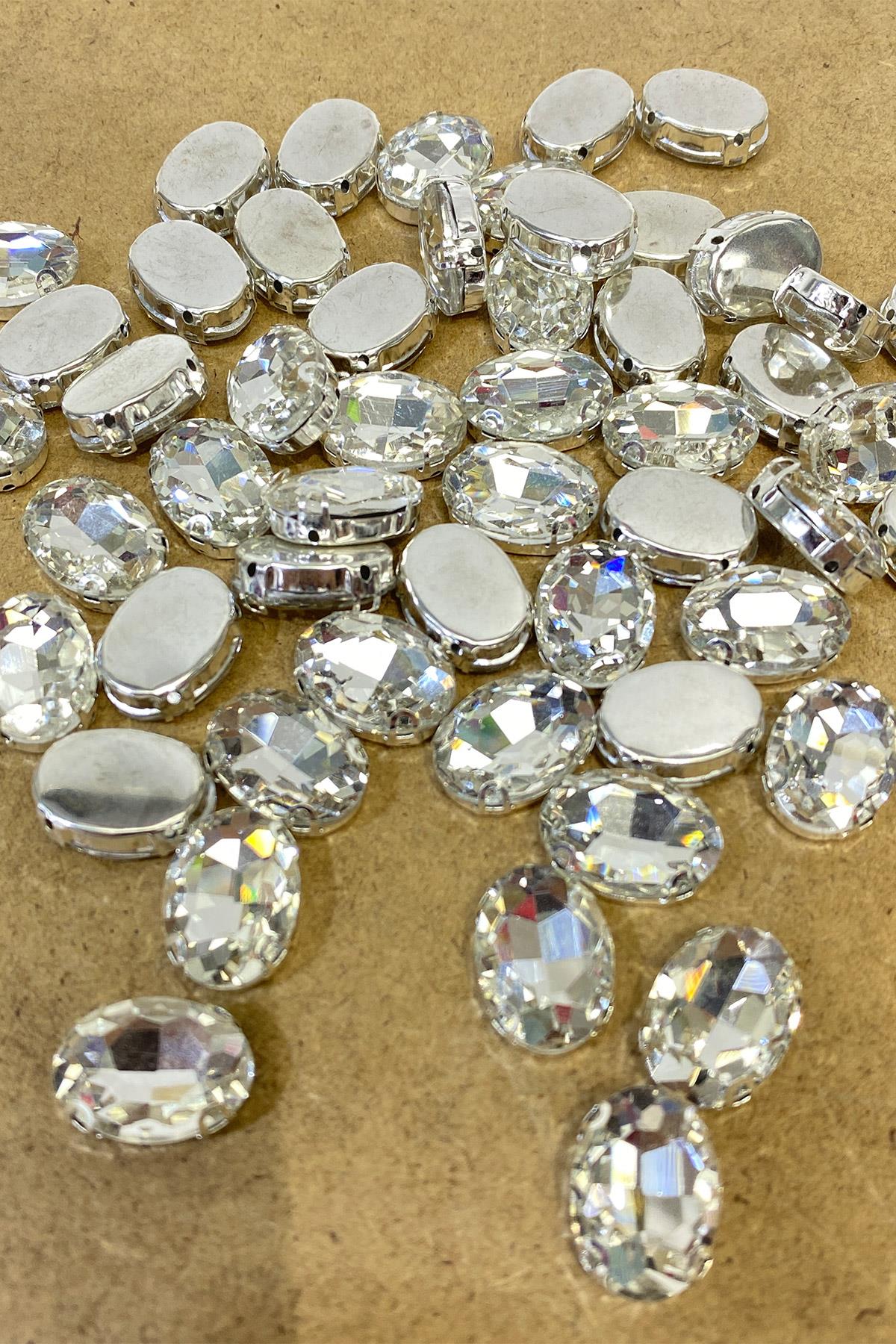 Oval Kasalı Beyoğlu Taşı Dikme Cam Boncuk 5 Adet