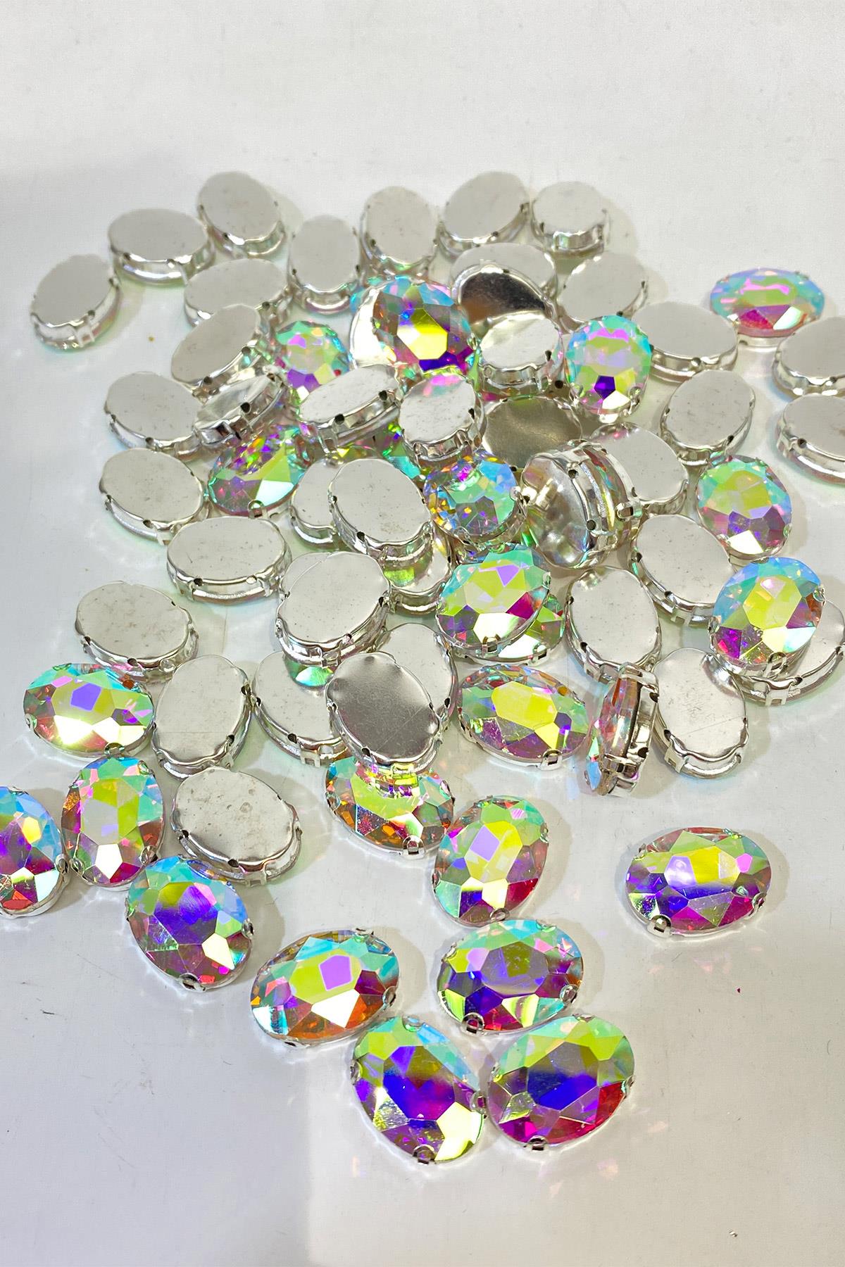 Oval Kasalı Beyoğlu Taşı Dikme Cam Boncuk 5 Adet