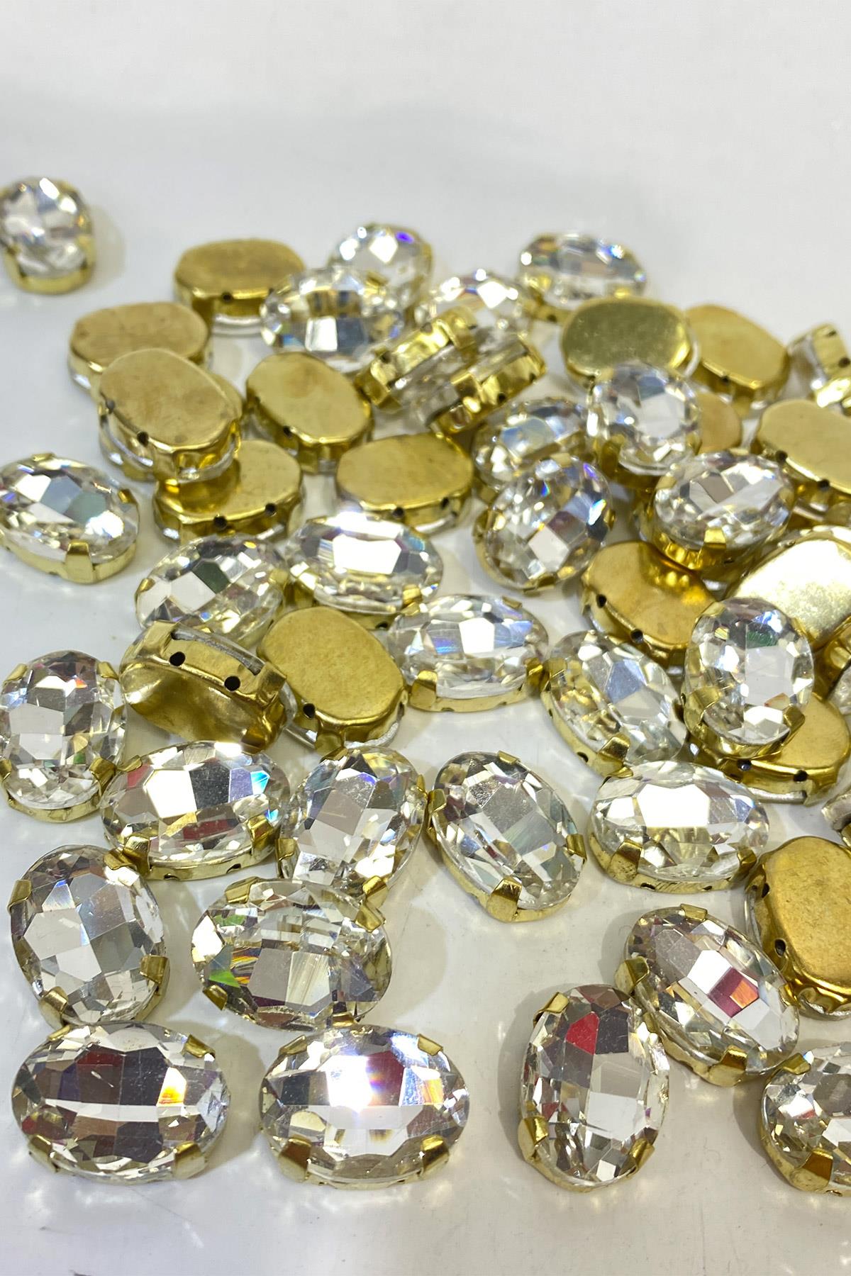 Oval Kasalı Beyoğlu Taşı Dikme Cam Boncuk 5 Adet