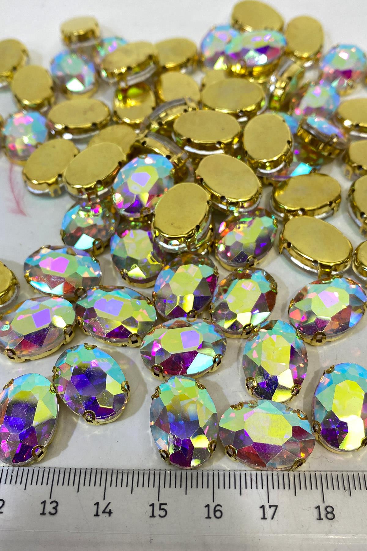 Oval Kasalı Beyoğlu Taşı Dikme Cam Boncuk 5 Adet