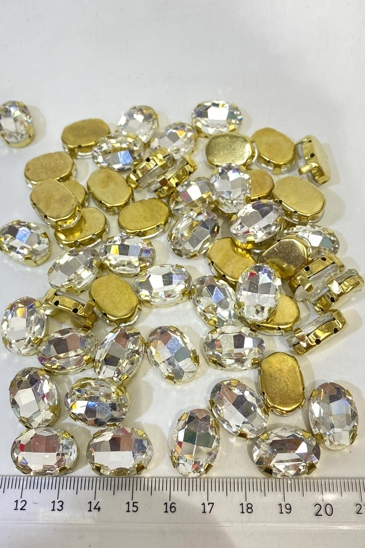 Oval Kasalı Beyoğlu Taşı Dikme Cam Boncuk 5 Adet