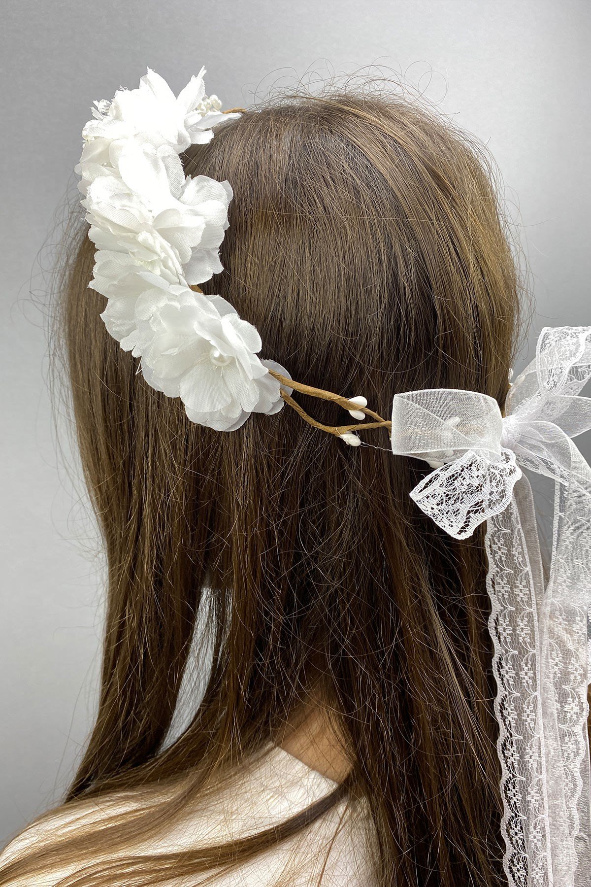 Özel Tasarım El Yapımı İncili ve Çiçekli Gelin Tacı ve Saç Aksesuarı