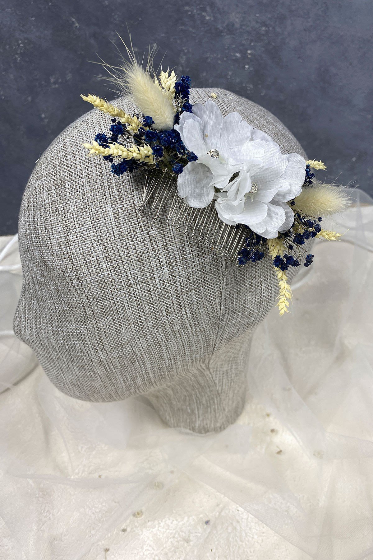 Özel Tasarım Taşlı Çiçekli Taraklı Saç Tokası