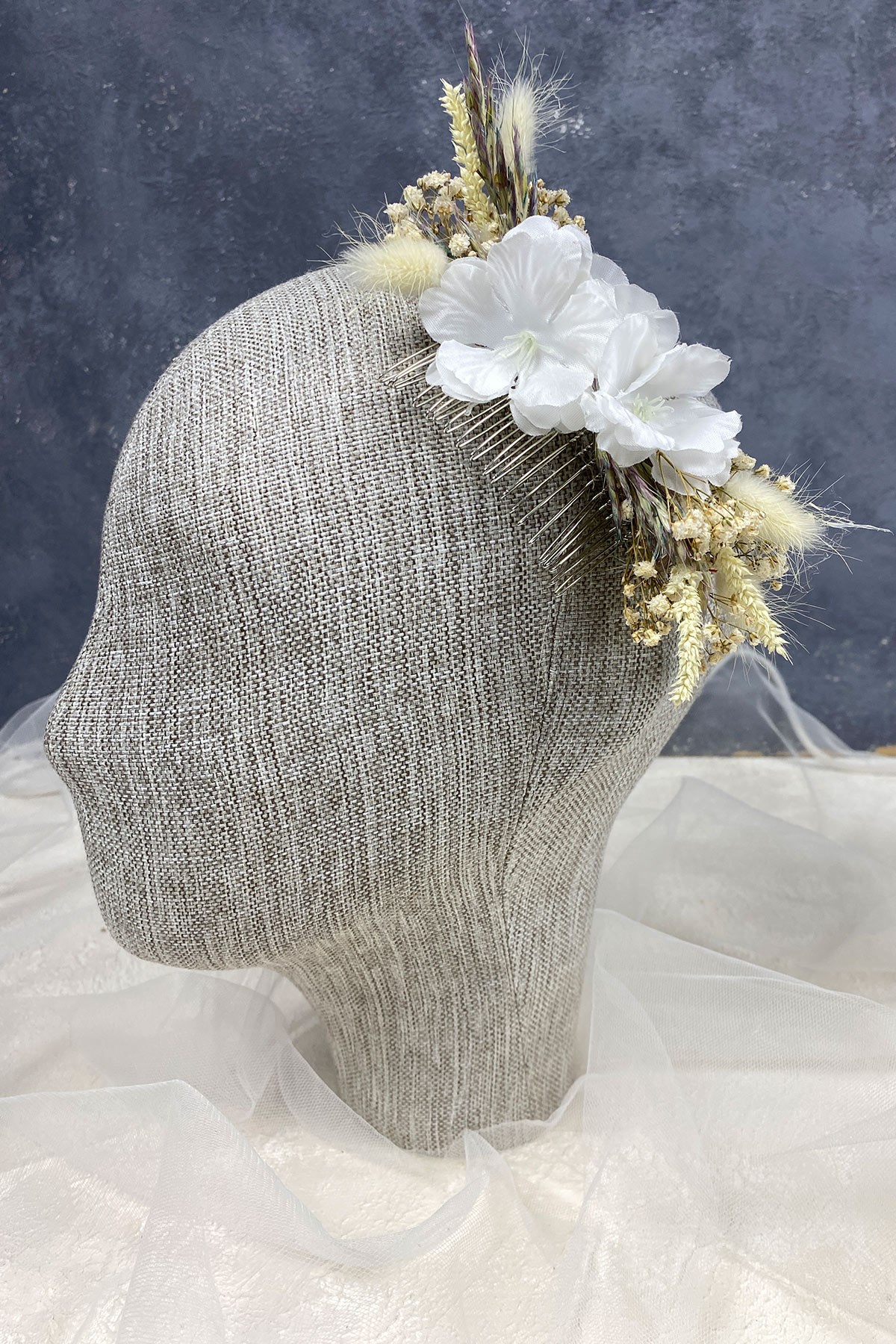 Özel Tasarım Taşlı Çiçekli Taraklı Saç Tokası