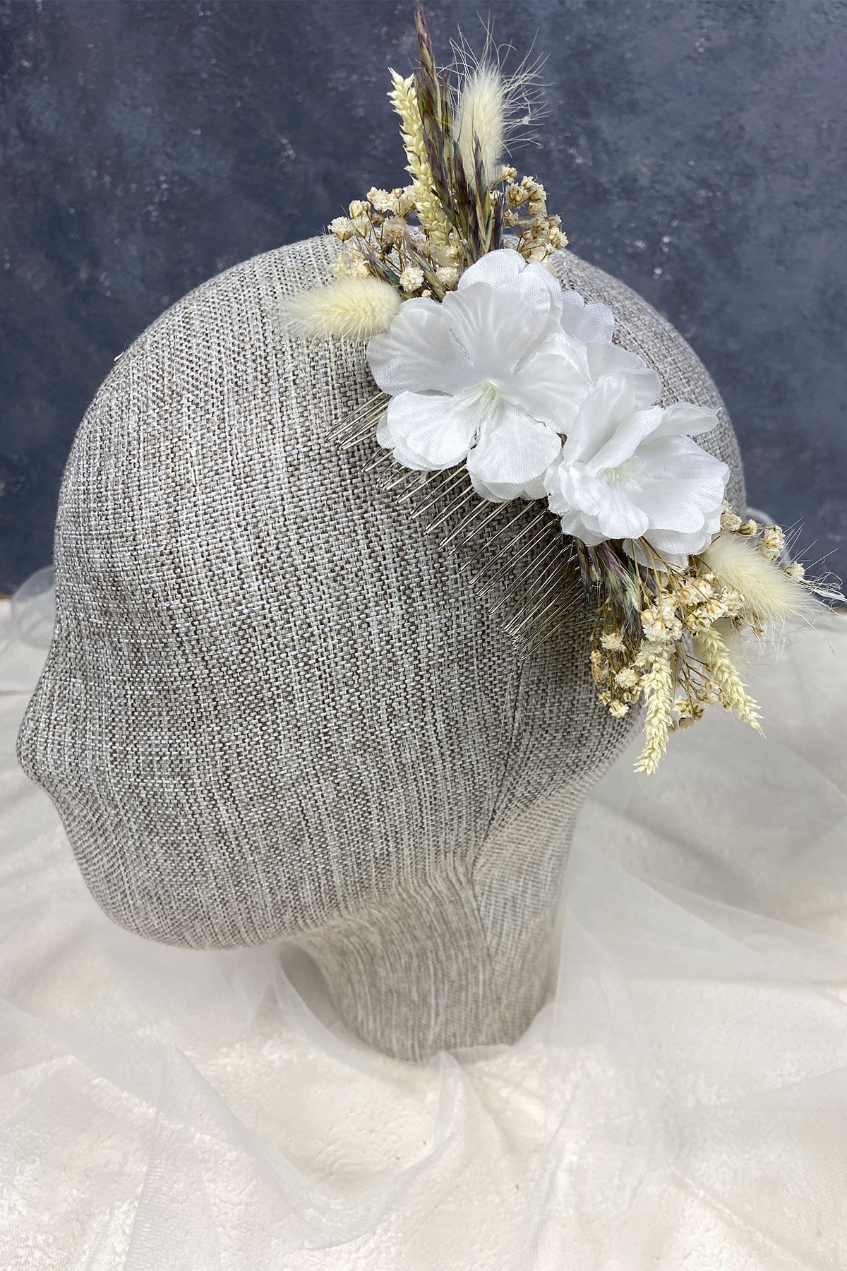 Özel Tasarım Taşlı Çiçekli Taraklı Saç Tokası