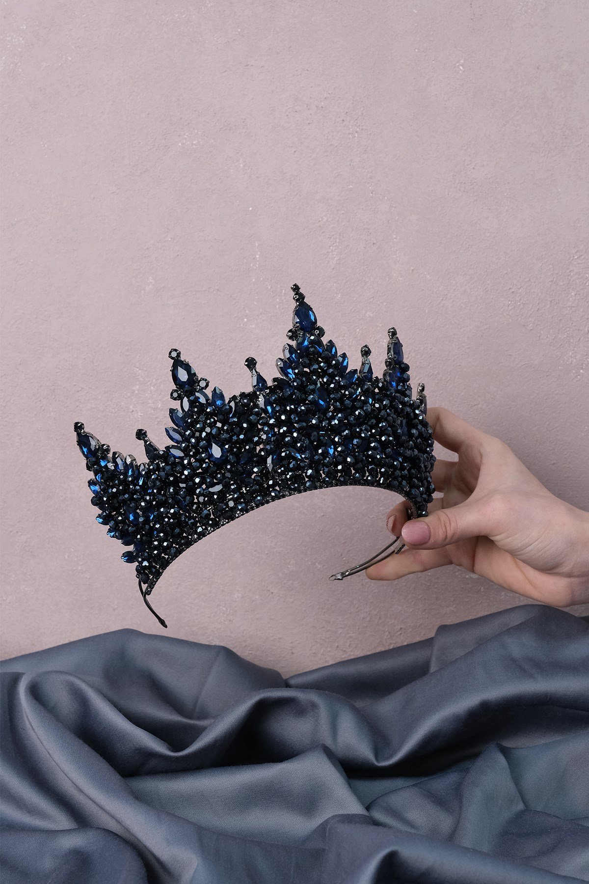 Paris Yüksek Yoğun Boncuk İşlemeli Gelin Kına Tacı