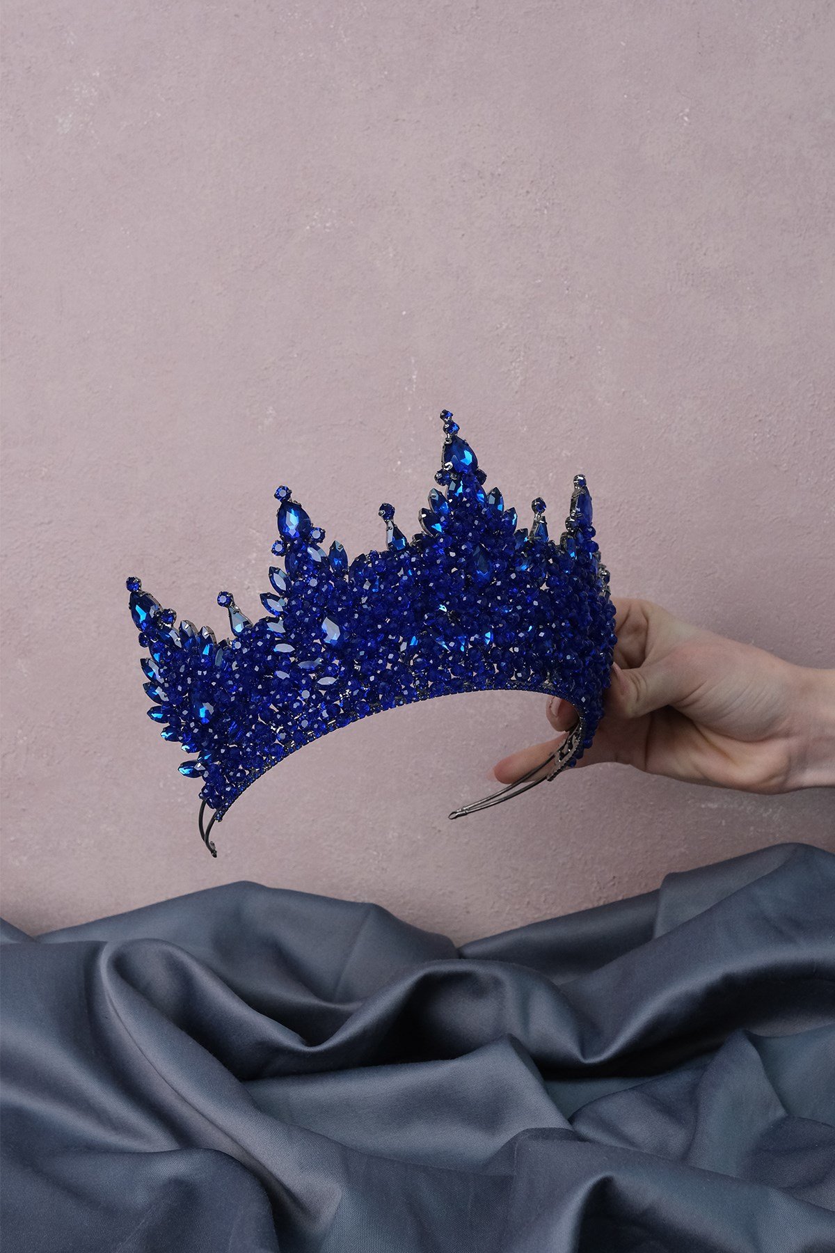 Paris Yüksek Yoğun Boncuk İşlemeli Gelin Kına Tacı