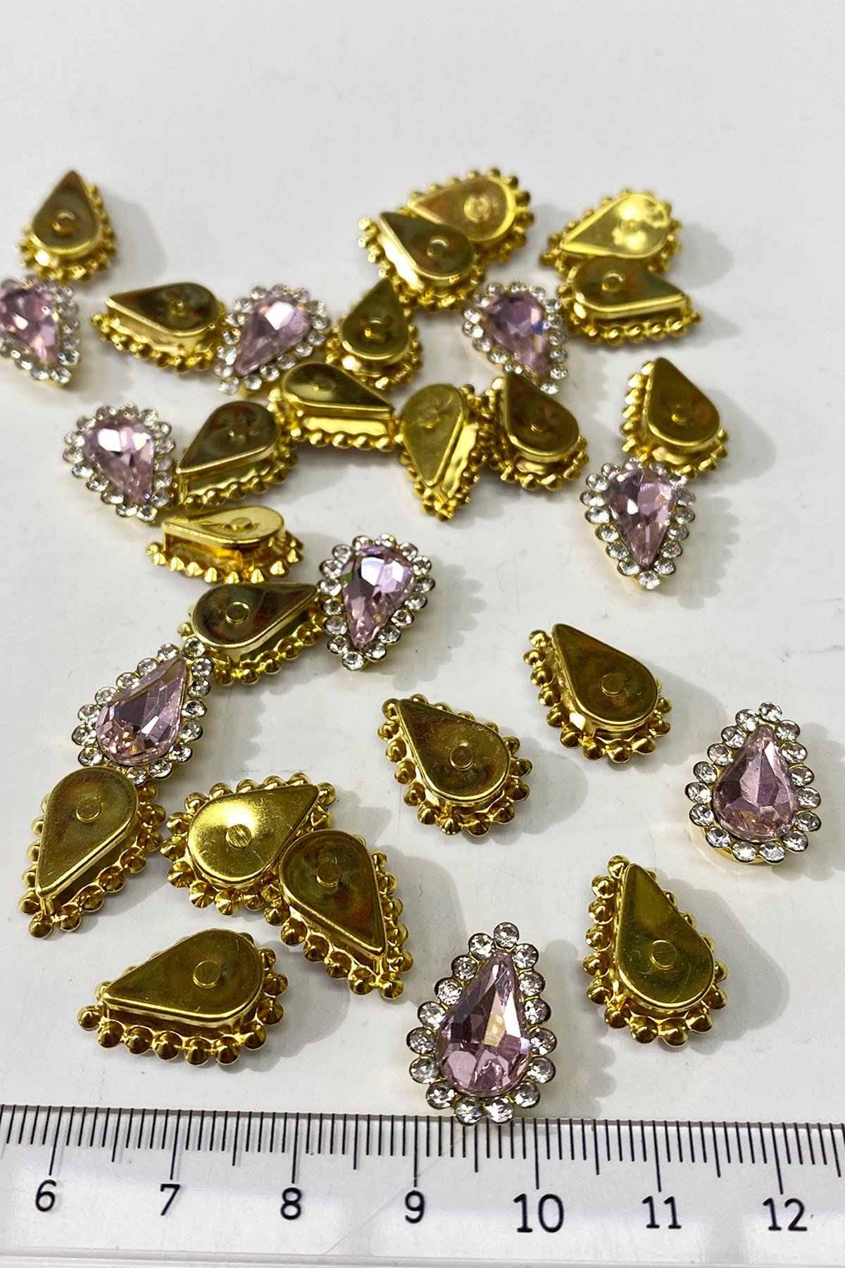 Pembe Gold Kasalı Damla Dikme Taş 10 Adet