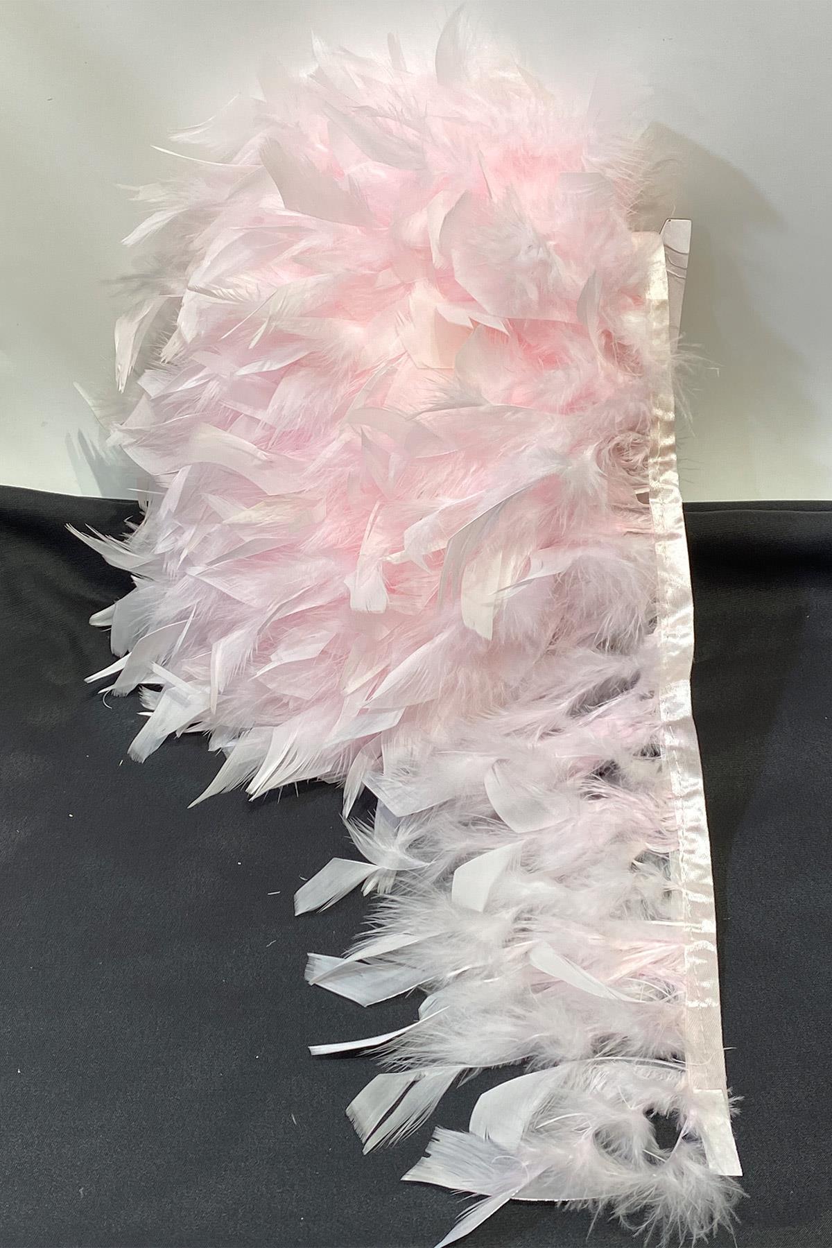 Pembe Kaz Tüyü Otriş Biyeli Şerit Tüy