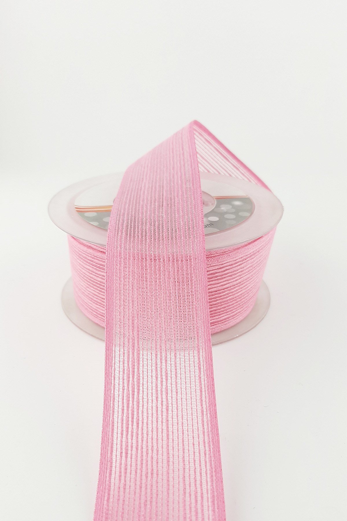 Pembe Keten Efektli Kurdele 4 cm 10 mt