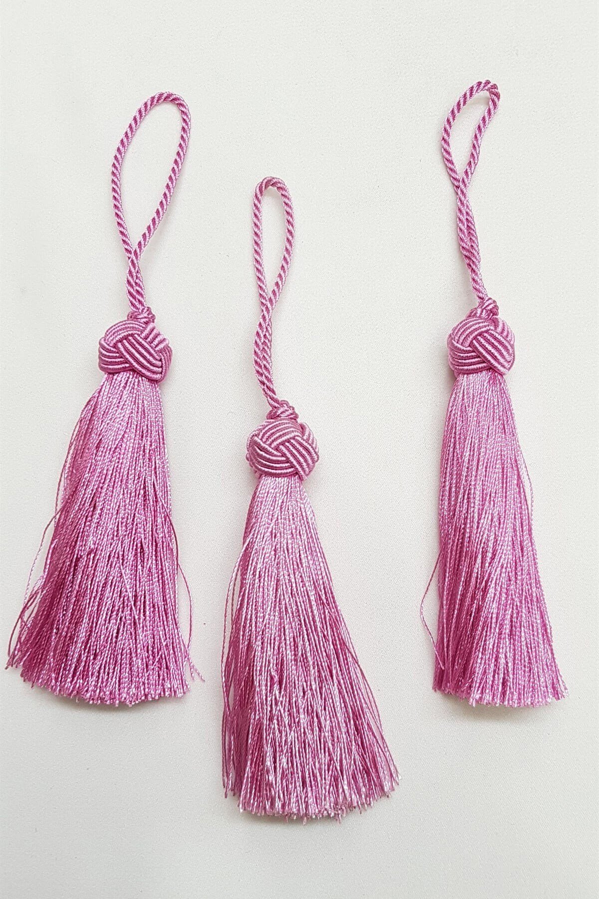 Pembe Topuzlu Tekli Püskül 12cm 1 adet