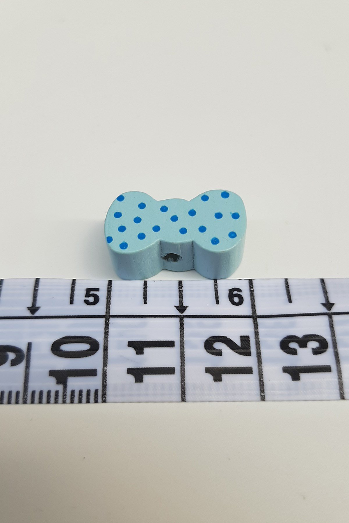 Puantiyeli Fiyonk Açık Mavi Ahşap Boncuk