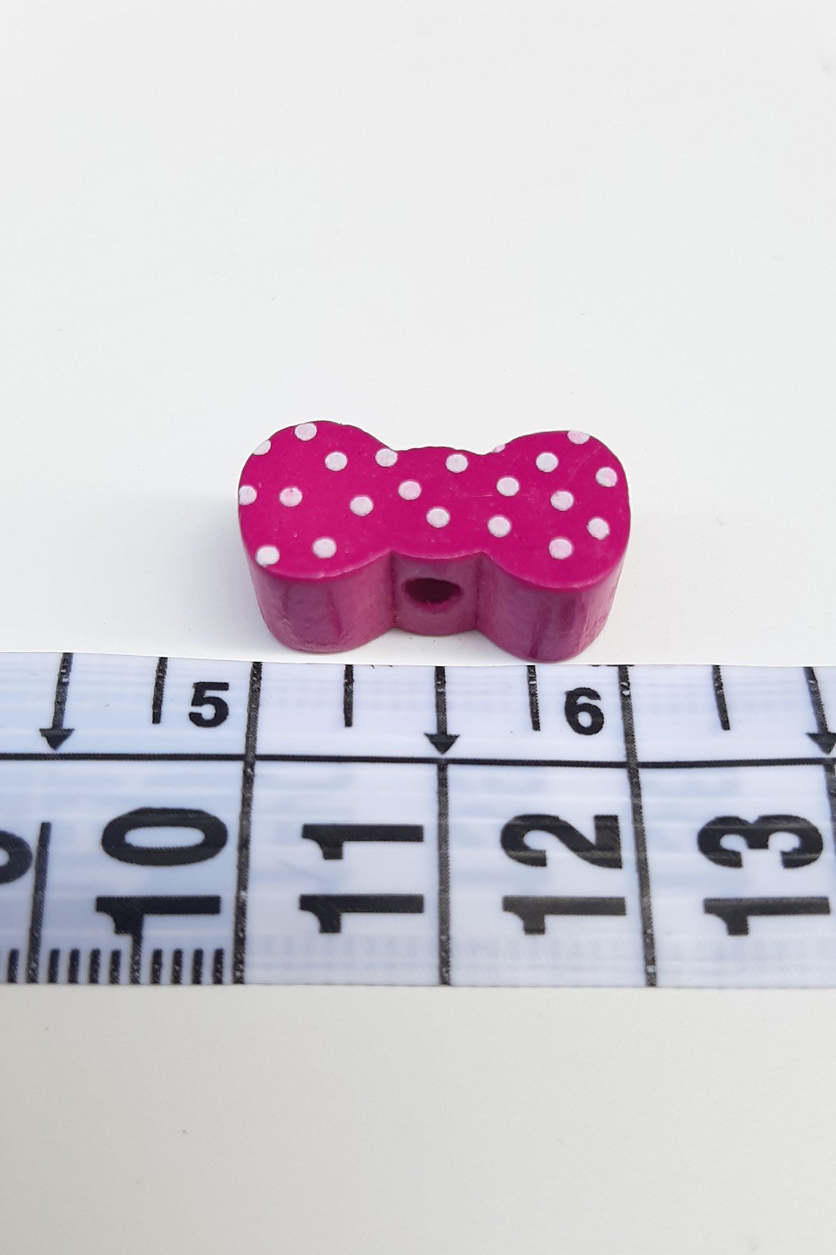 Puantiyeli Fiyonk Fuşya Ahşap Boncuk