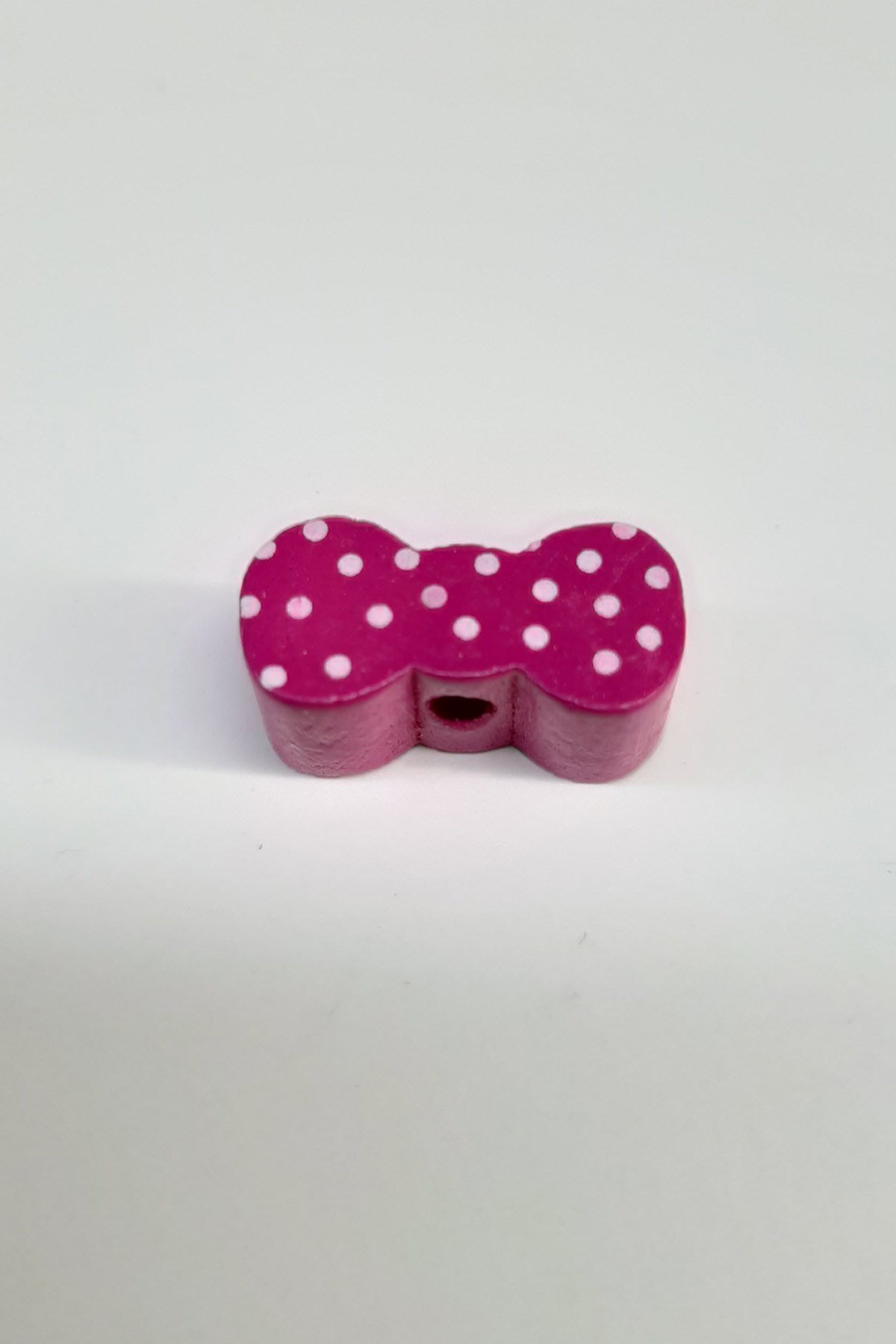 Puantiyeli Fiyonk Fuşya Ahşap Boncuk