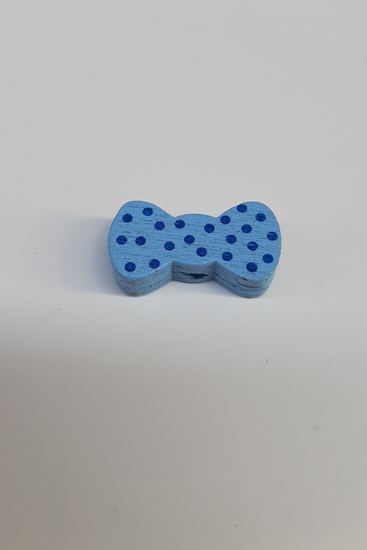 Puantiyeli Fiyonk Mavi Ahşap Boncuk