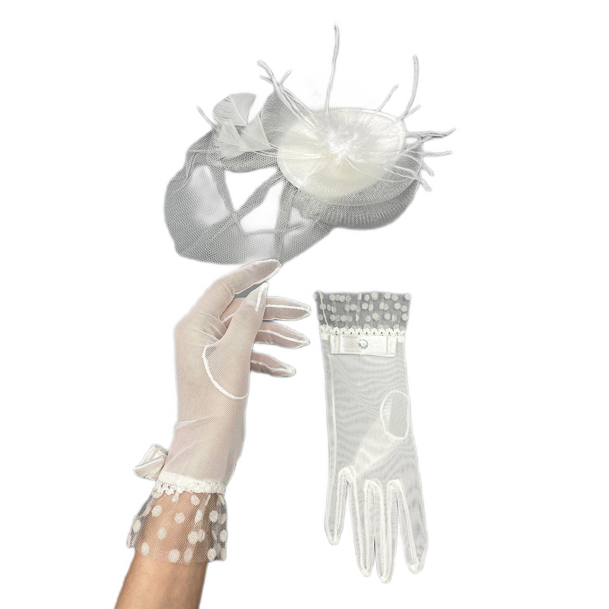 Puantiyeli Gelin Eldiveni ve Nikah Şapkası