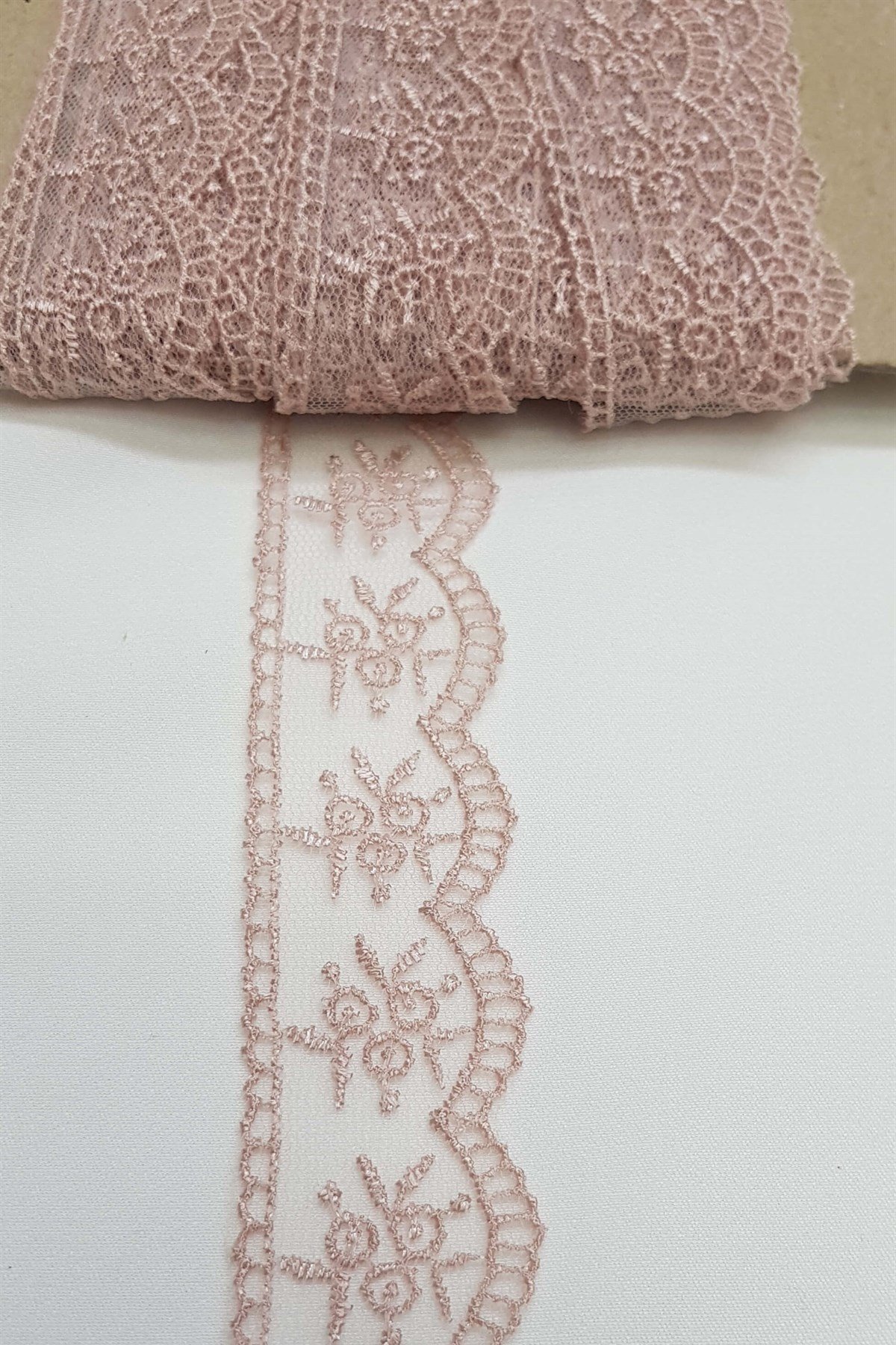 Pudra Desenli Dar Dantel