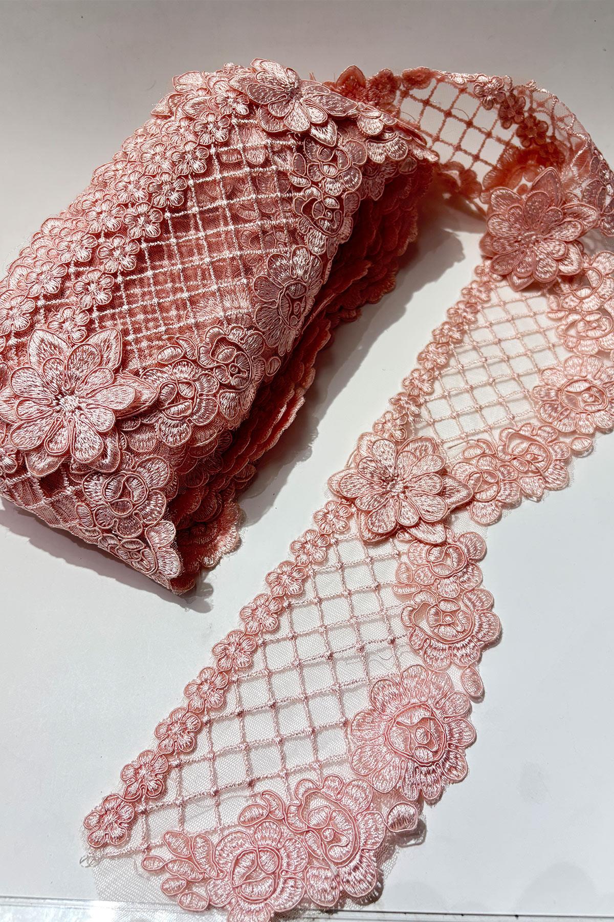 Pudra Fransız Güpür Kenar Dantel Şerit