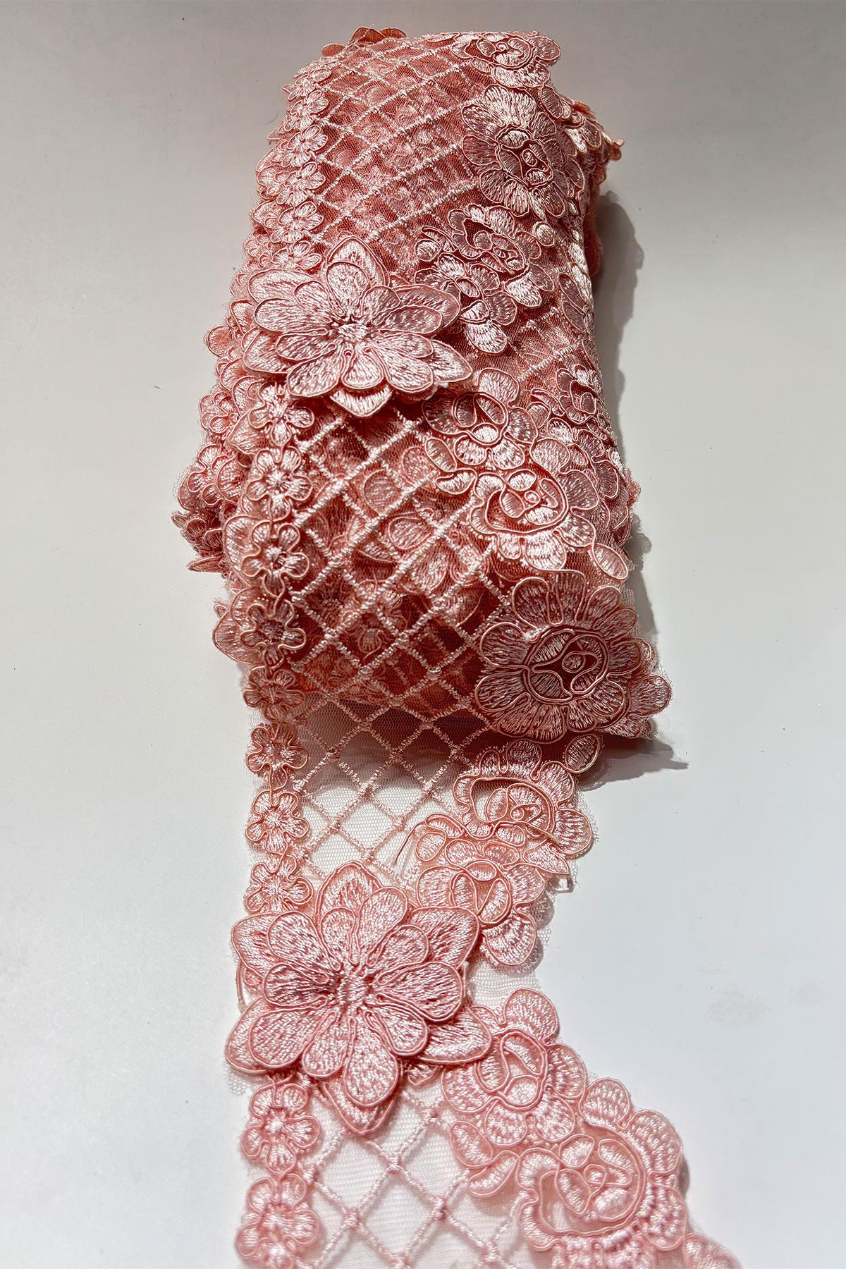 Pudra Fransız Güpür Kenar Dantel Şerit