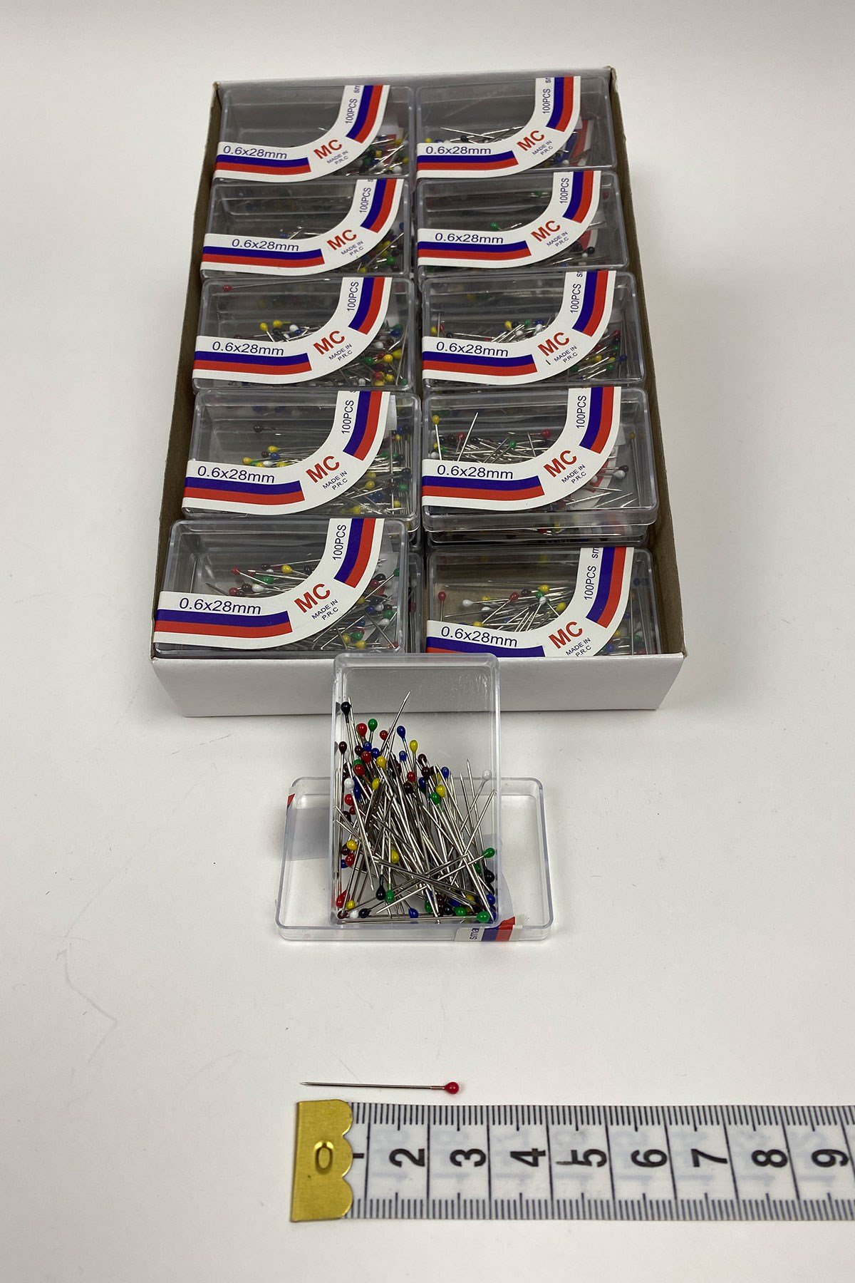 Rengarenk Başlı Toplu İğne 100 lü 20 Kutu